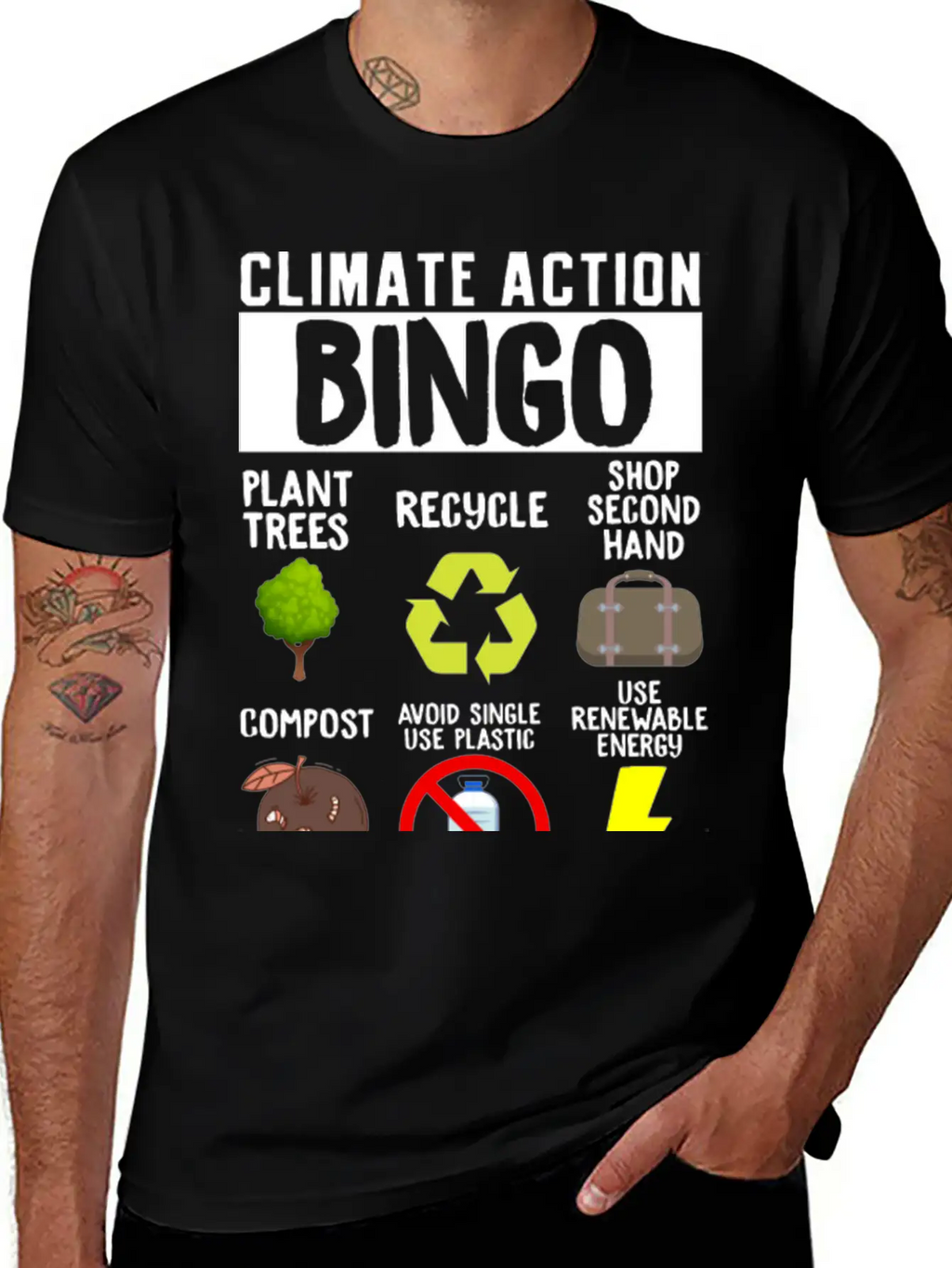 Climate Action Bingo Earth Day Climate Change Timeless Short Sleeve Tee – Comfy And Minimalist Design
