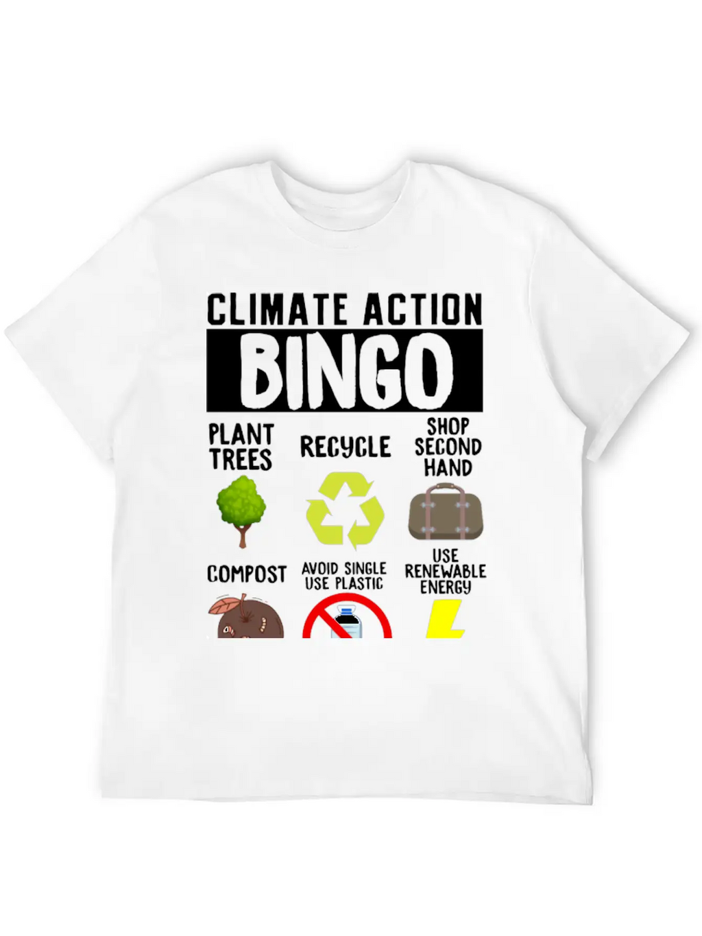 Climate Action Bingo Earth Day Climate Change Timeless Short Sleeve Tee – Comfy And Minimalist Design