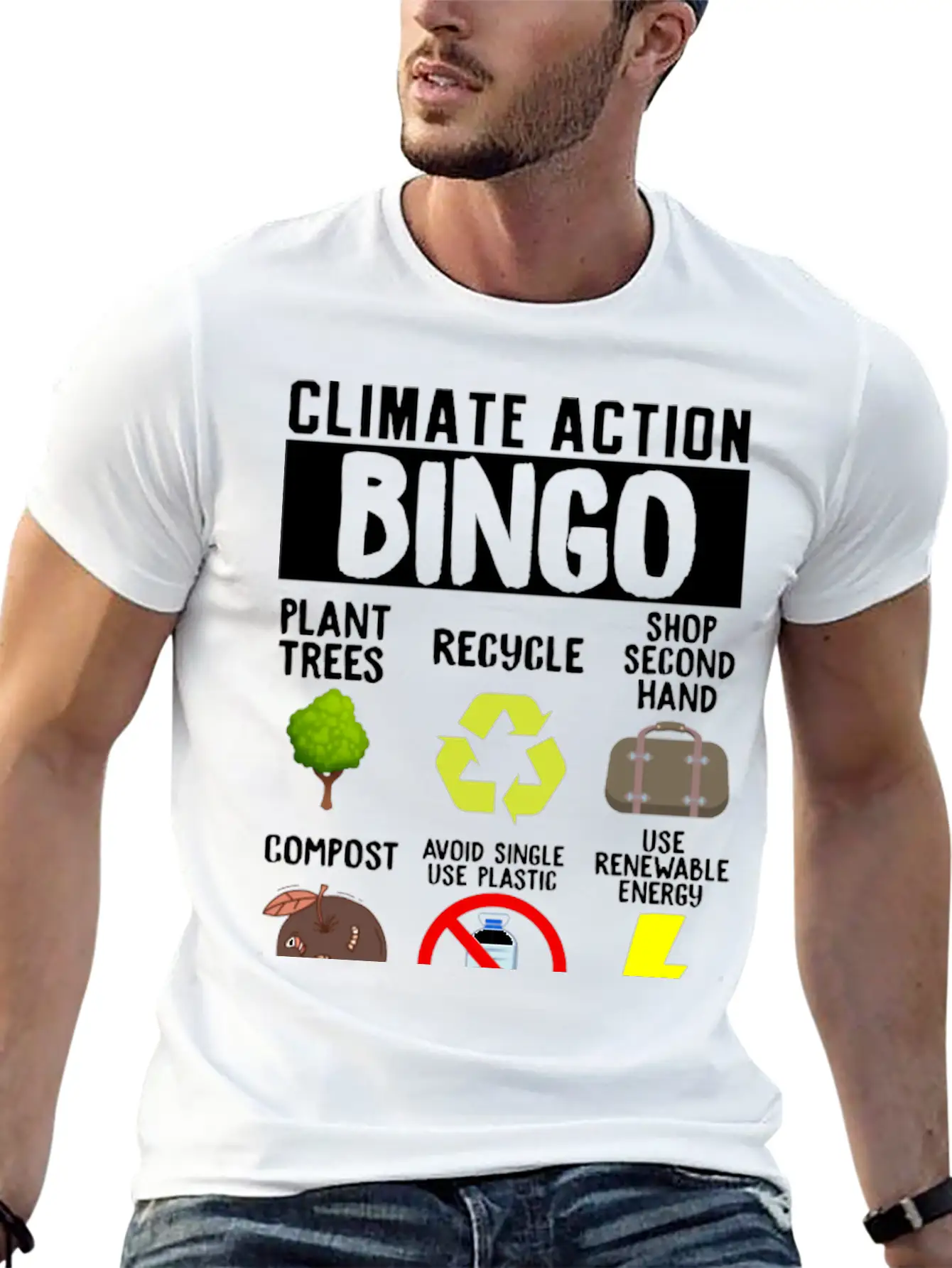 Climate Action Bingo Earth Day Climate Change Timeless Short Sleeve Tee – Comfy And Minimalist Design