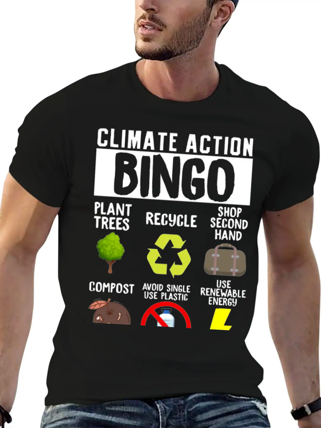 Climate Action Bingo Earth Day Climate Change Timeless Short Sleeve Tee – Comfy And Minimalist Design