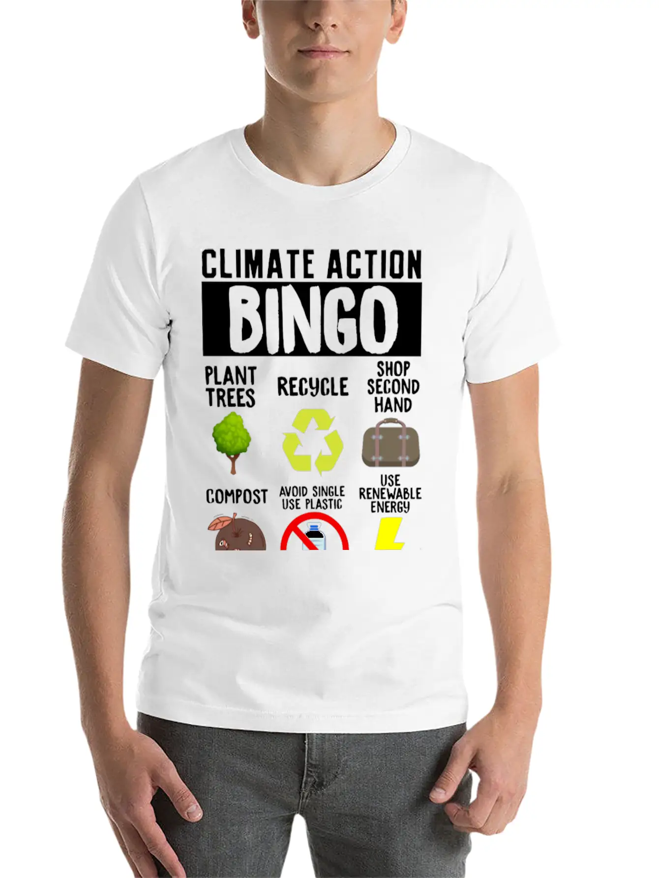 Climate Action Bingo Earth Day Climate Change Timeless Short Sleeve Tee – Comfy And Minimalist Design