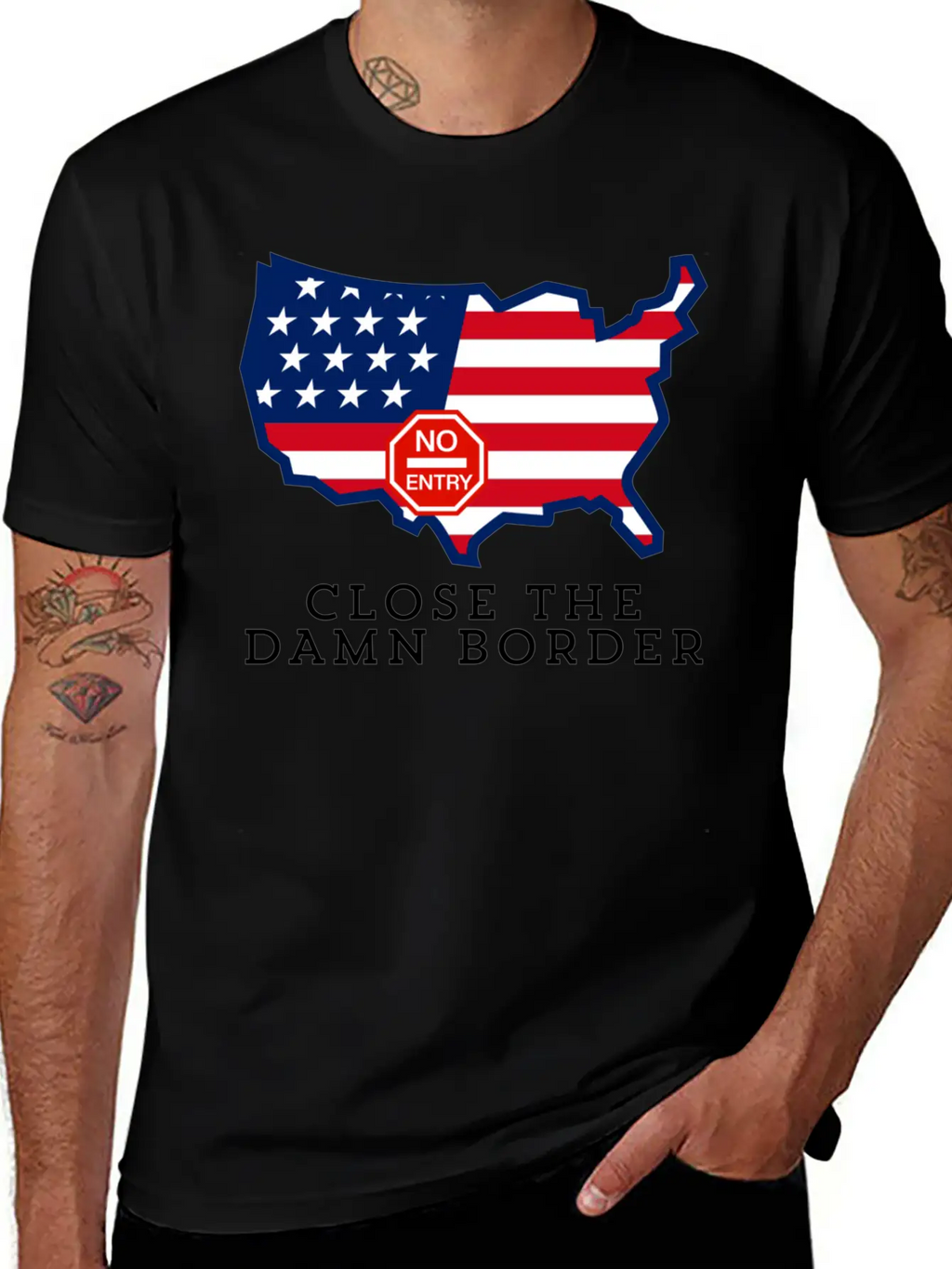 Close The Border Flag Basic Graphic T-Shirt – Daily Comfort In Soft Cotton