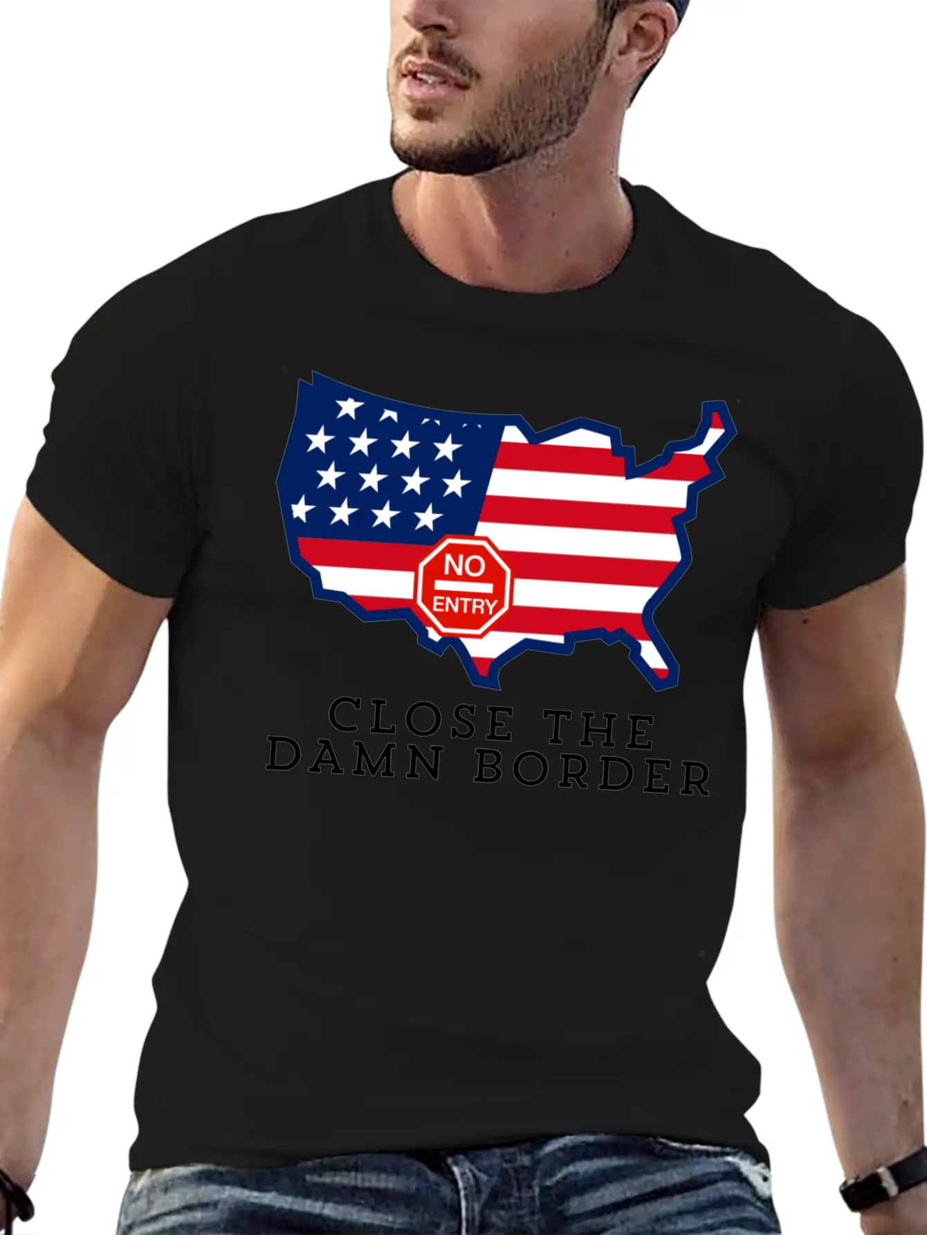 Close The Border Flag Basic Graphic T-Shirt – Daily Comfort In Soft Cotton