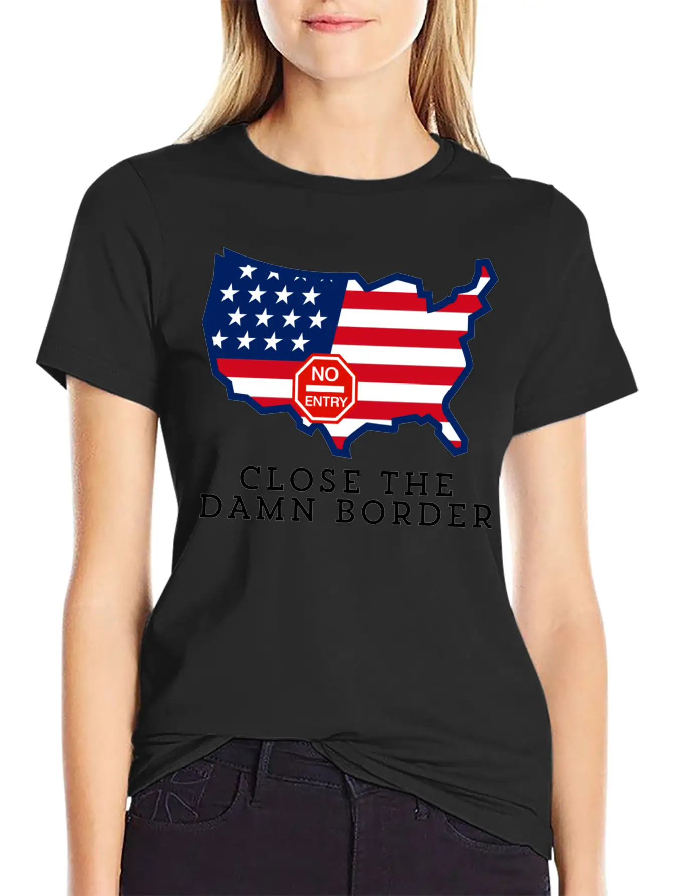 Close The Border Flag Basic Graphic T-Shirt – Daily Comfort In Soft Cotton