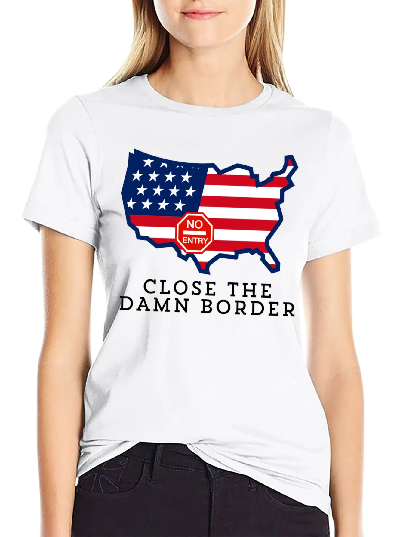 Close The Border Flag Basic Graphic T-Shirt – Daily Comfort In Soft Cotton