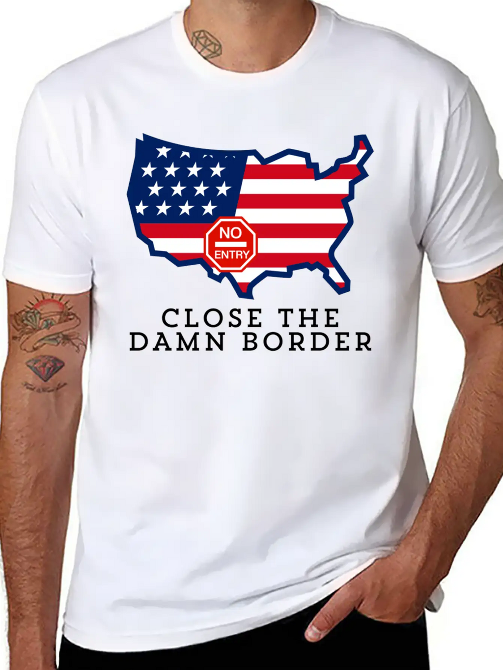 Close The Border Flag Basic Graphic T-Shirt – Daily Comfort In Soft Cotton