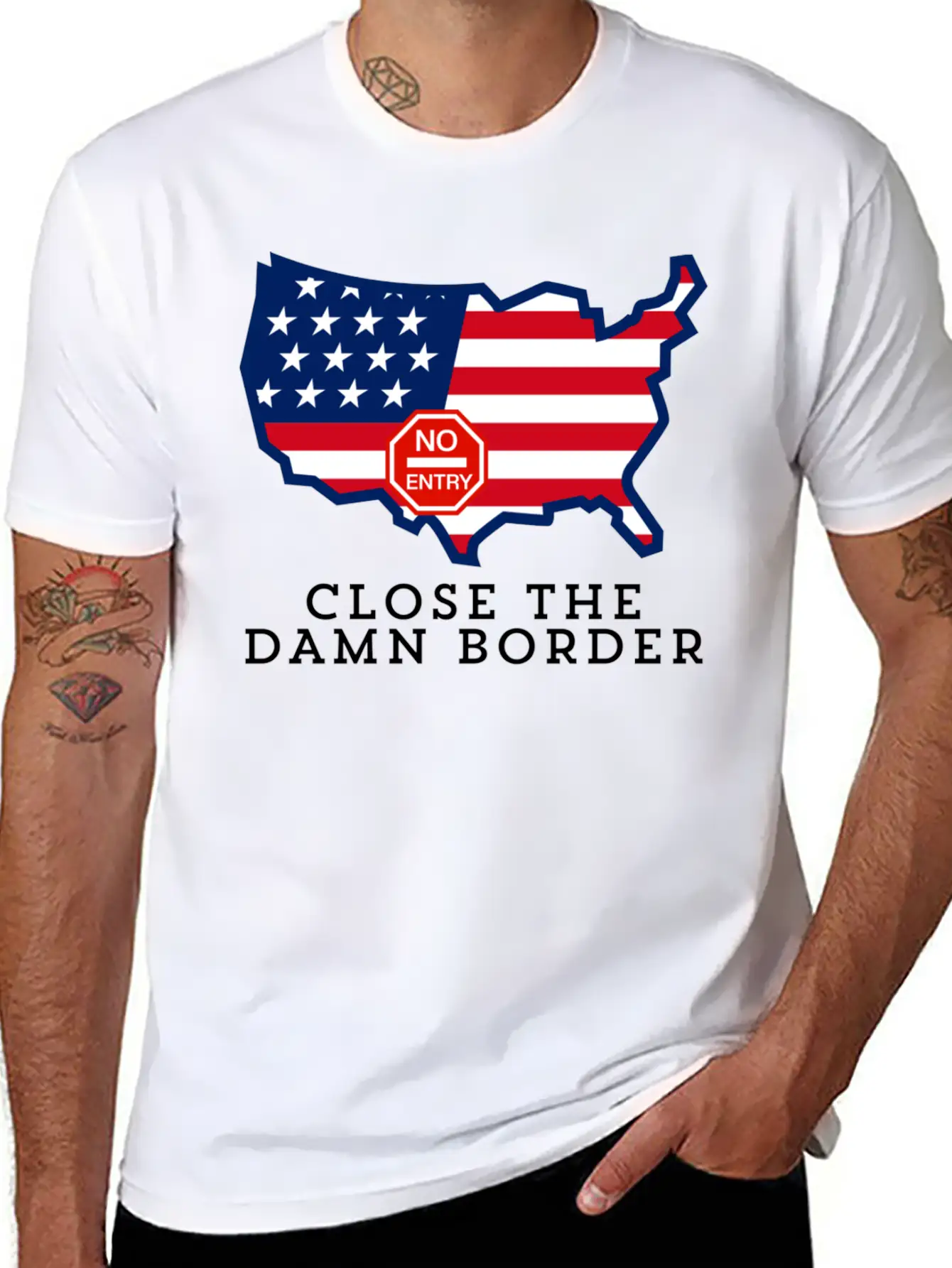 Close The Border Flag Basic Graphic T-Shirt – Daily Comfort In Soft Cotton