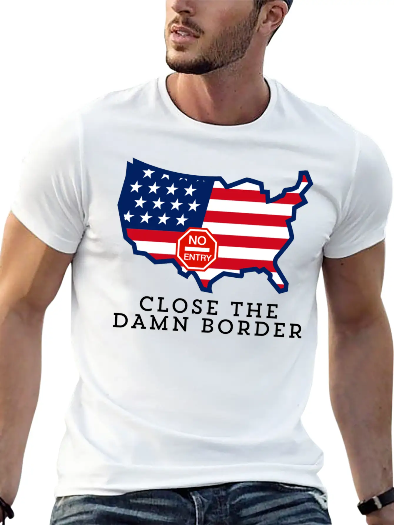 Close The Border Flag Basic Graphic T-Shirt – Daily Comfort In Soft Cotton