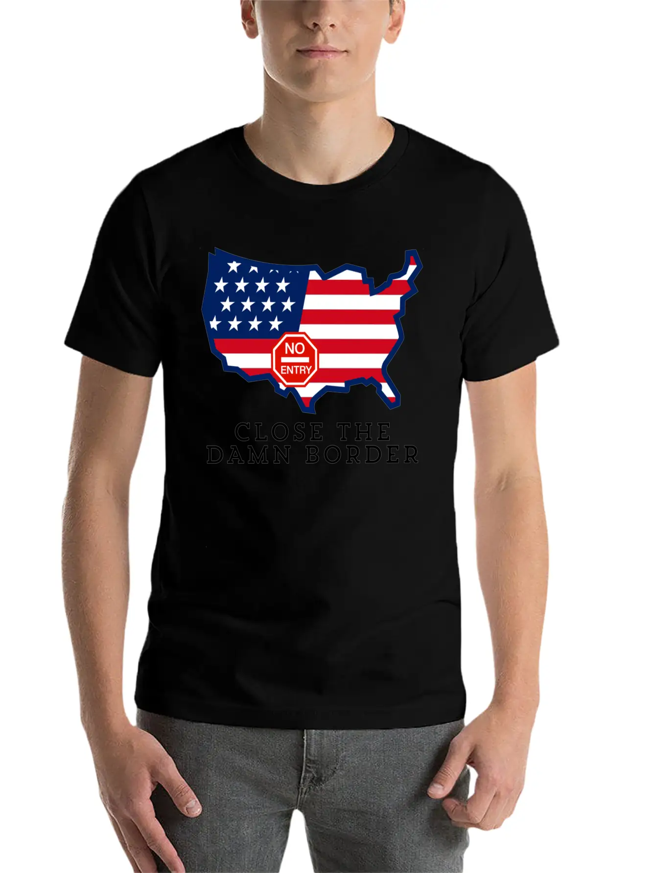 Close The Border Flag Basic Graphic T-Shirt – Daily Comfort In Soft Cotton