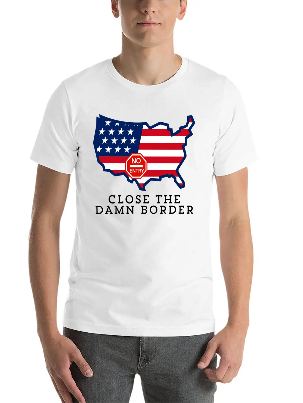 Close The Border Flag Basic Graphic T-Shirt – Daily Comfort In Soft Cotton