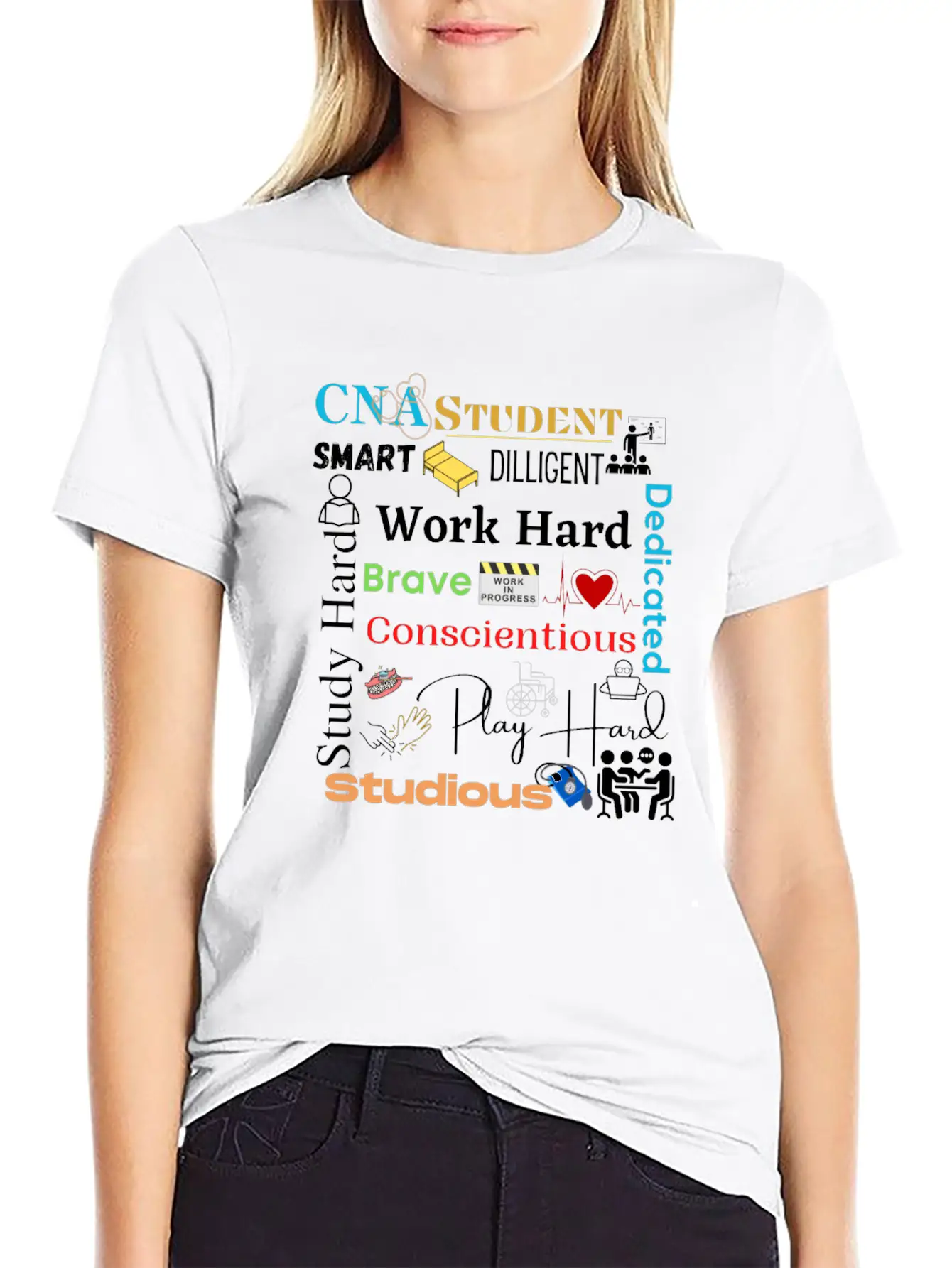 CNA Student Collage Relaxed Everyday Tee – Lightweight And Durable Cotton