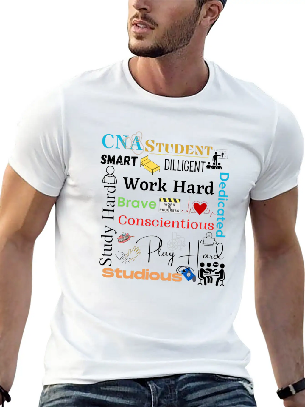 CNA Student Collage Relaxed Everyday Tee – Lightweight And Durable Cotton