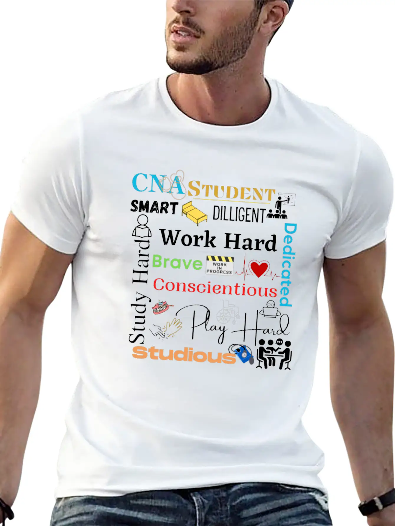 CNA Student Collage Relaxed Everyday Tee – Lightweight And Durable Cotton