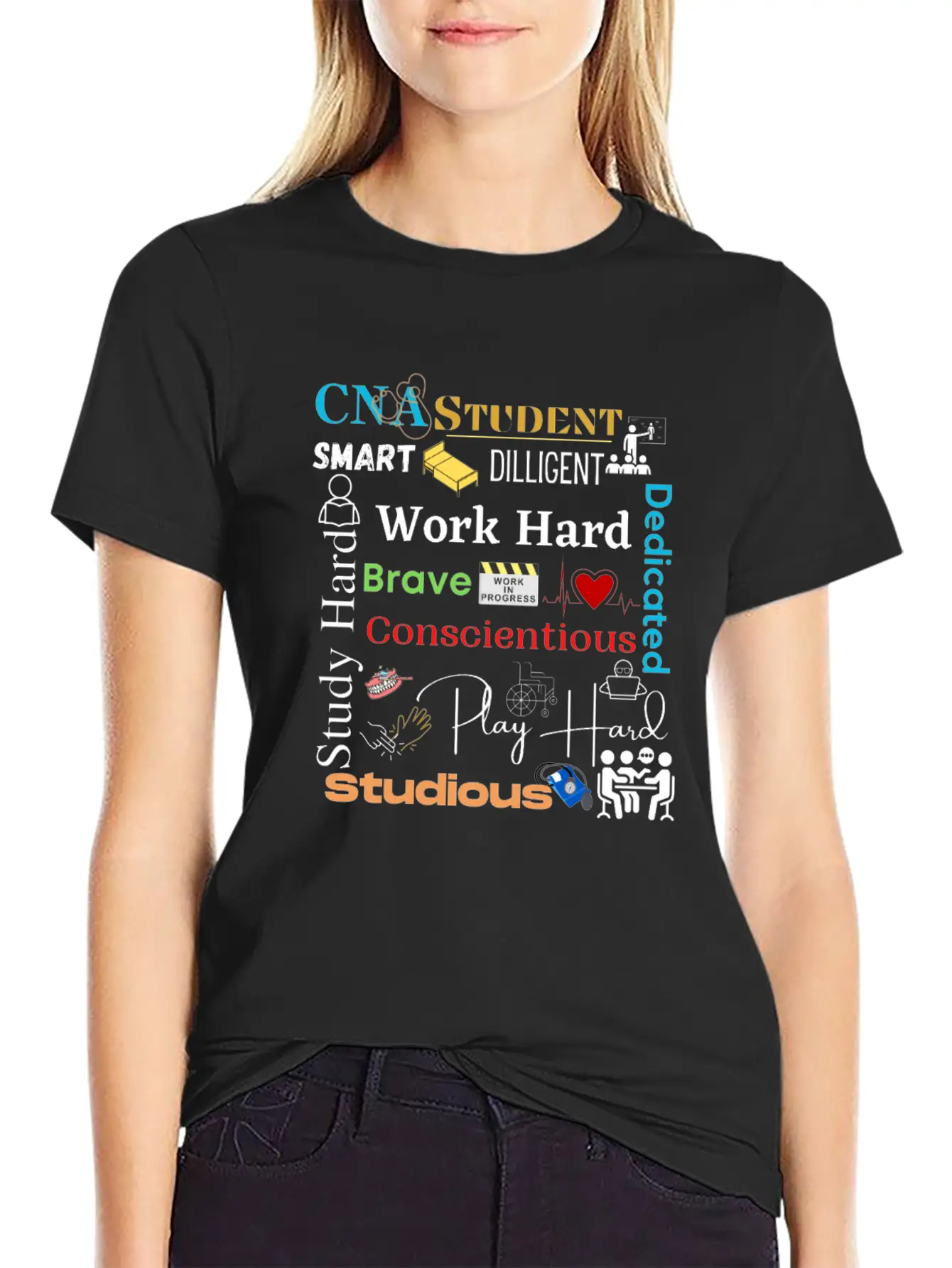 CNA Student Collage Relaxed Everyday Tee – Lightweight And Durable Cotton