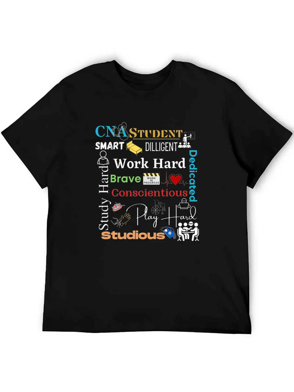 CNA Student Collage Relaxed Everyday Tee – Lightweight And Durable Cotton