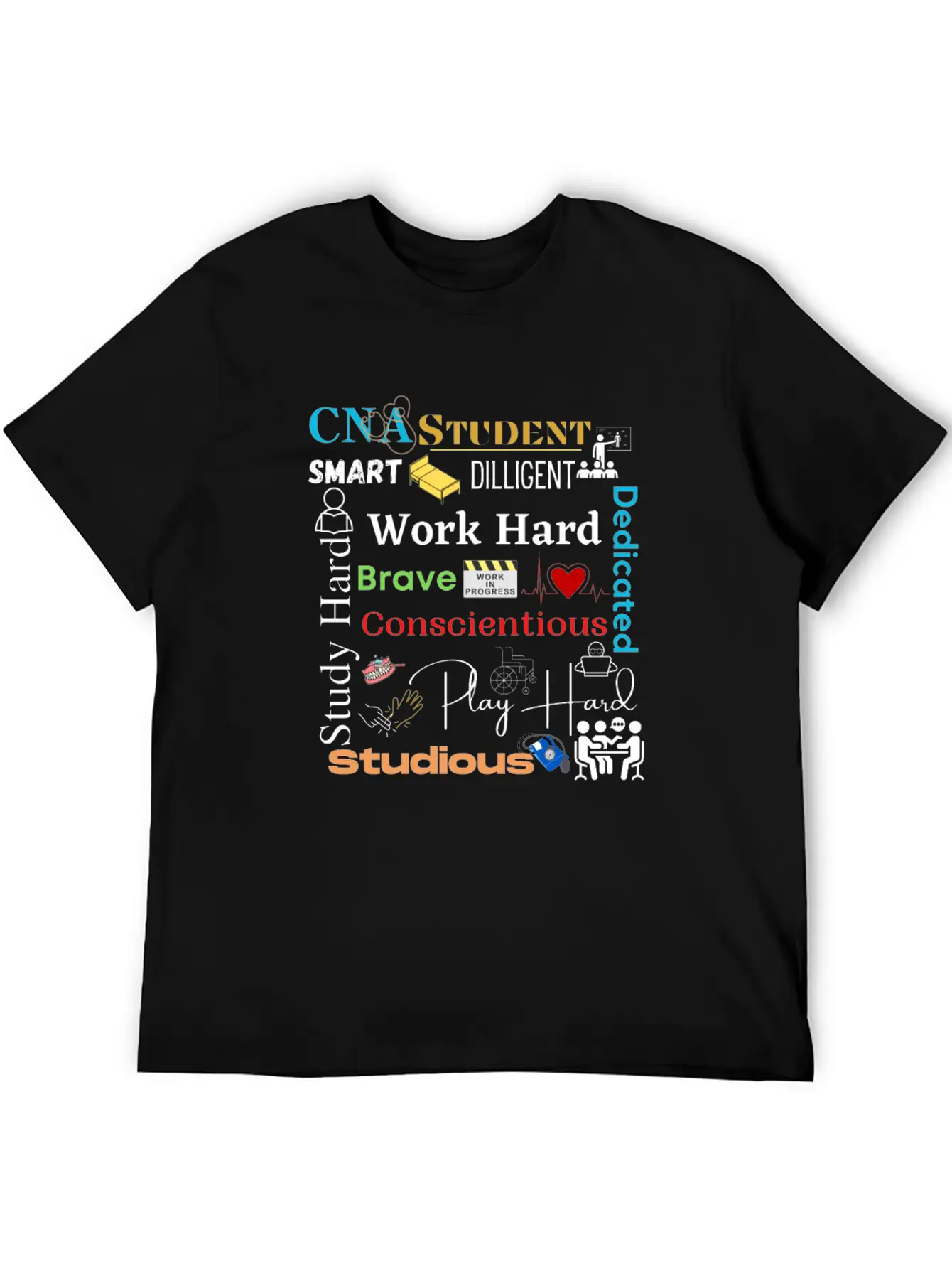 CNA Student Collage Relaxed Everyday Tee – Lightweight And Durable Cotton