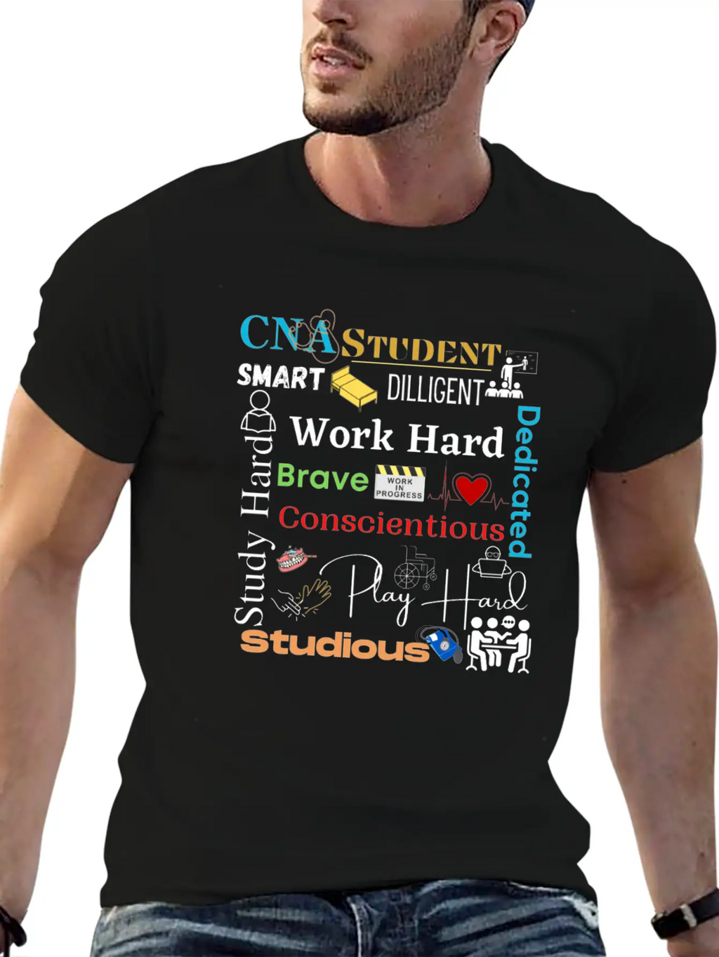 CNA Student Collage Relaxed Everyday Tee – Lightweight And Durable Cotton