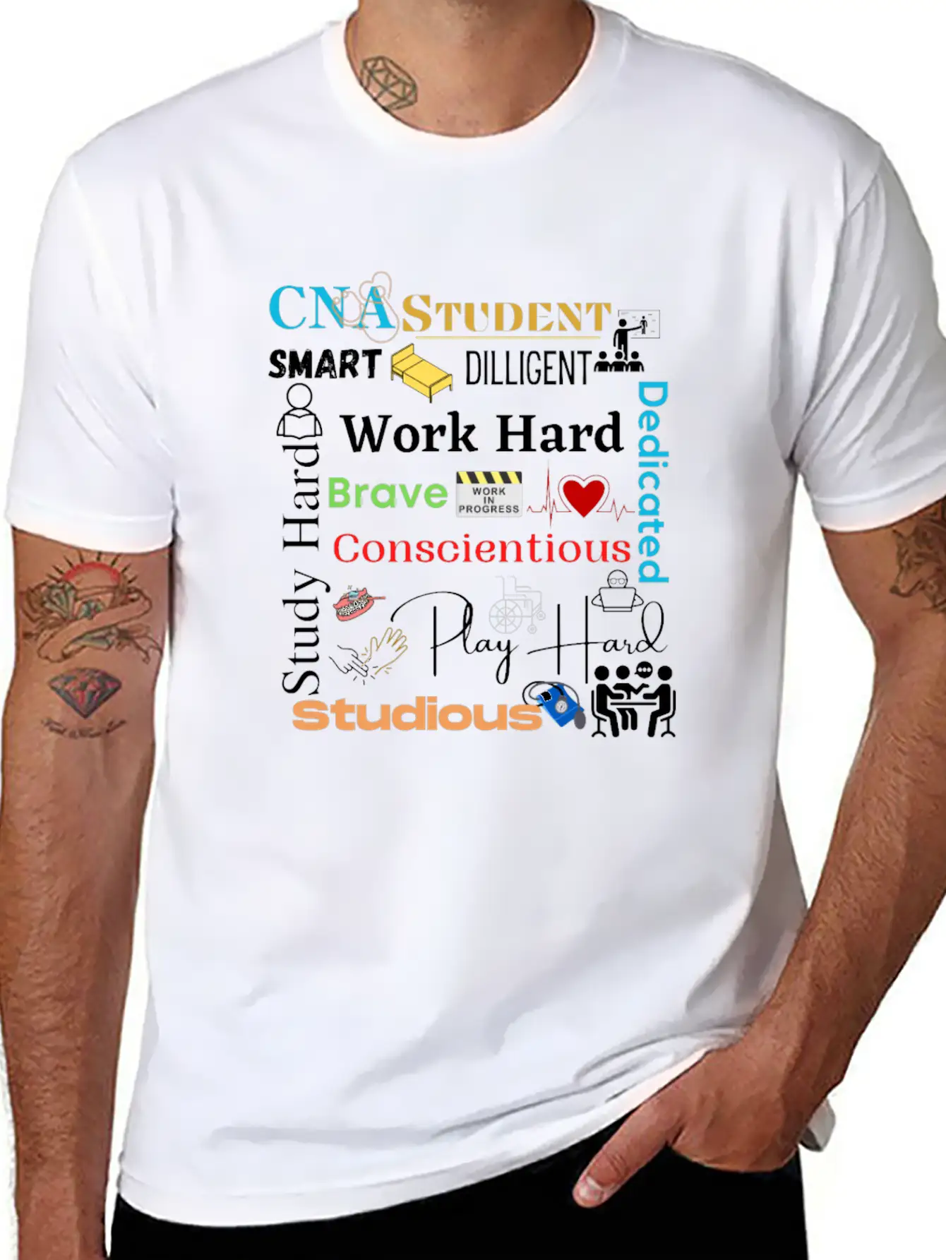 CNA Student Collage Relaxed Everyday Tee – Lightweight And Durable Cotton