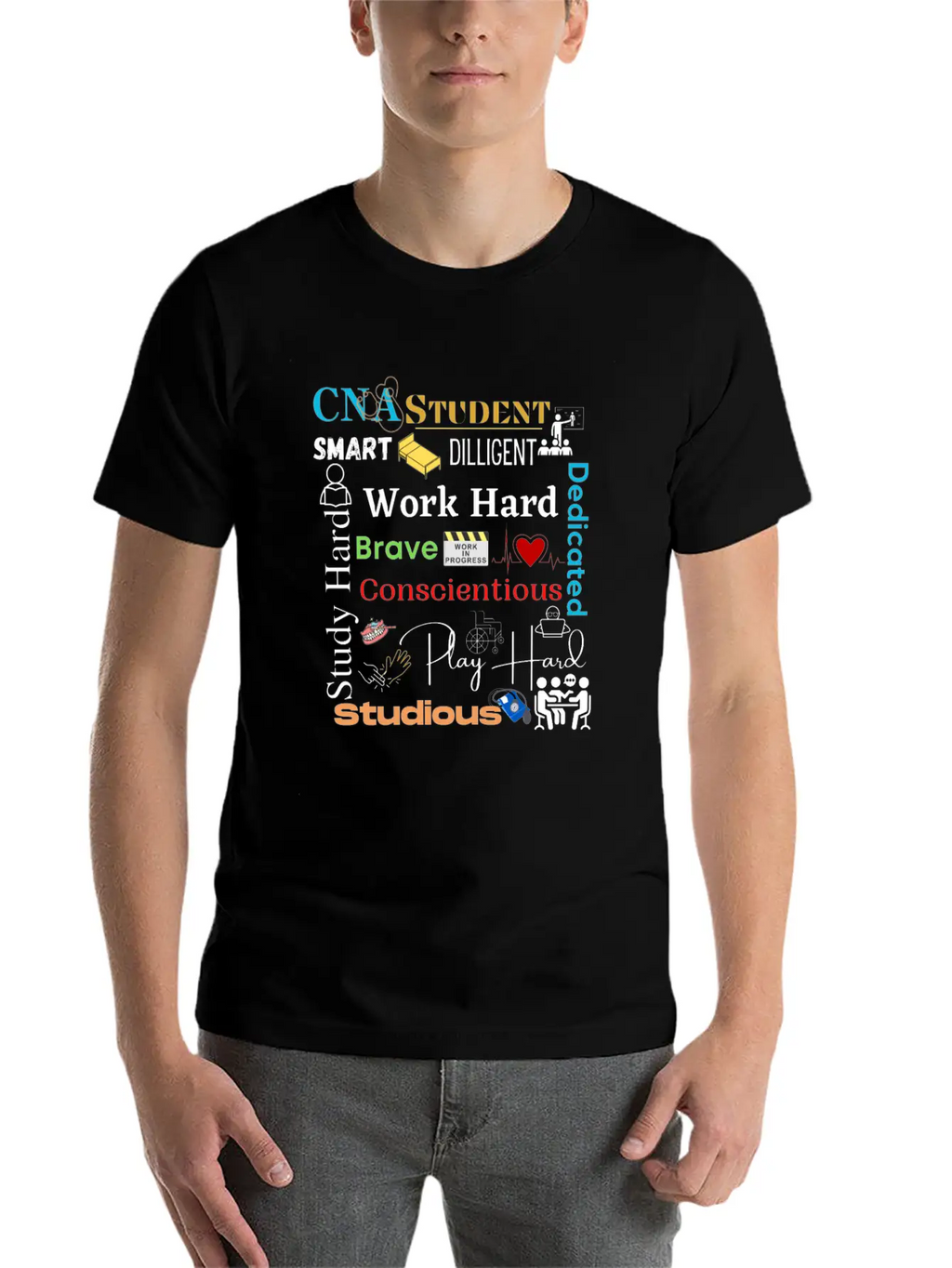 CNA Student Collage Relaxed Everyday Tee – Lightweight And Durable Cotton