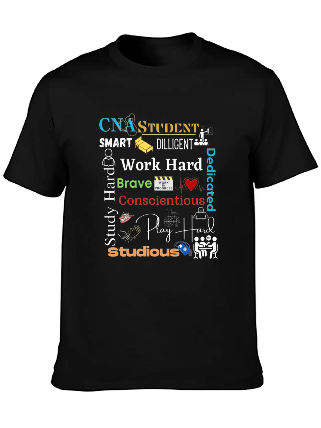 CNA Student Collage Relaxed Everyday Tee – Lightweight And Durable Cotton