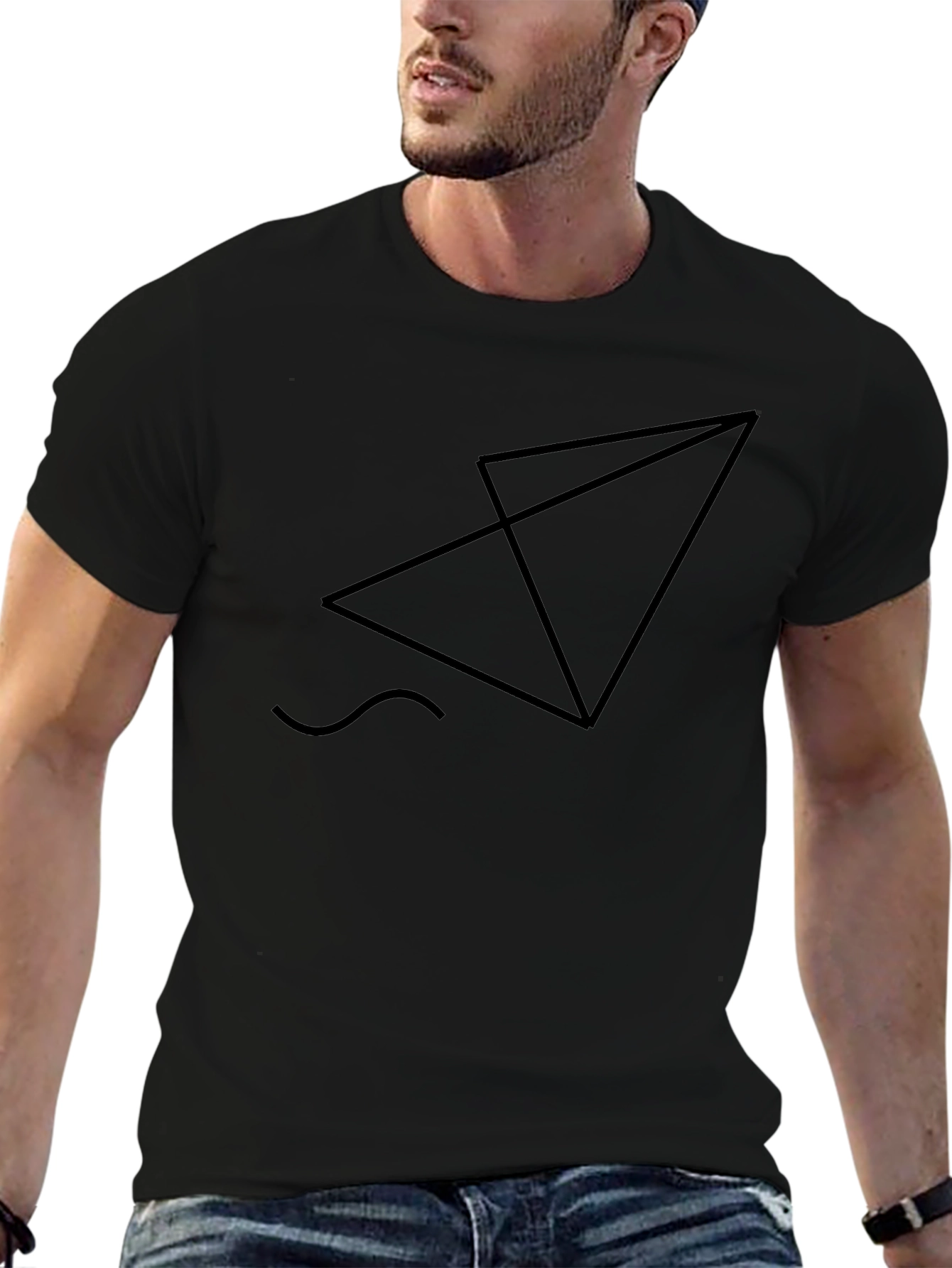 Geometric Graphic Black T-Shirt - Modern Minimalist Tee