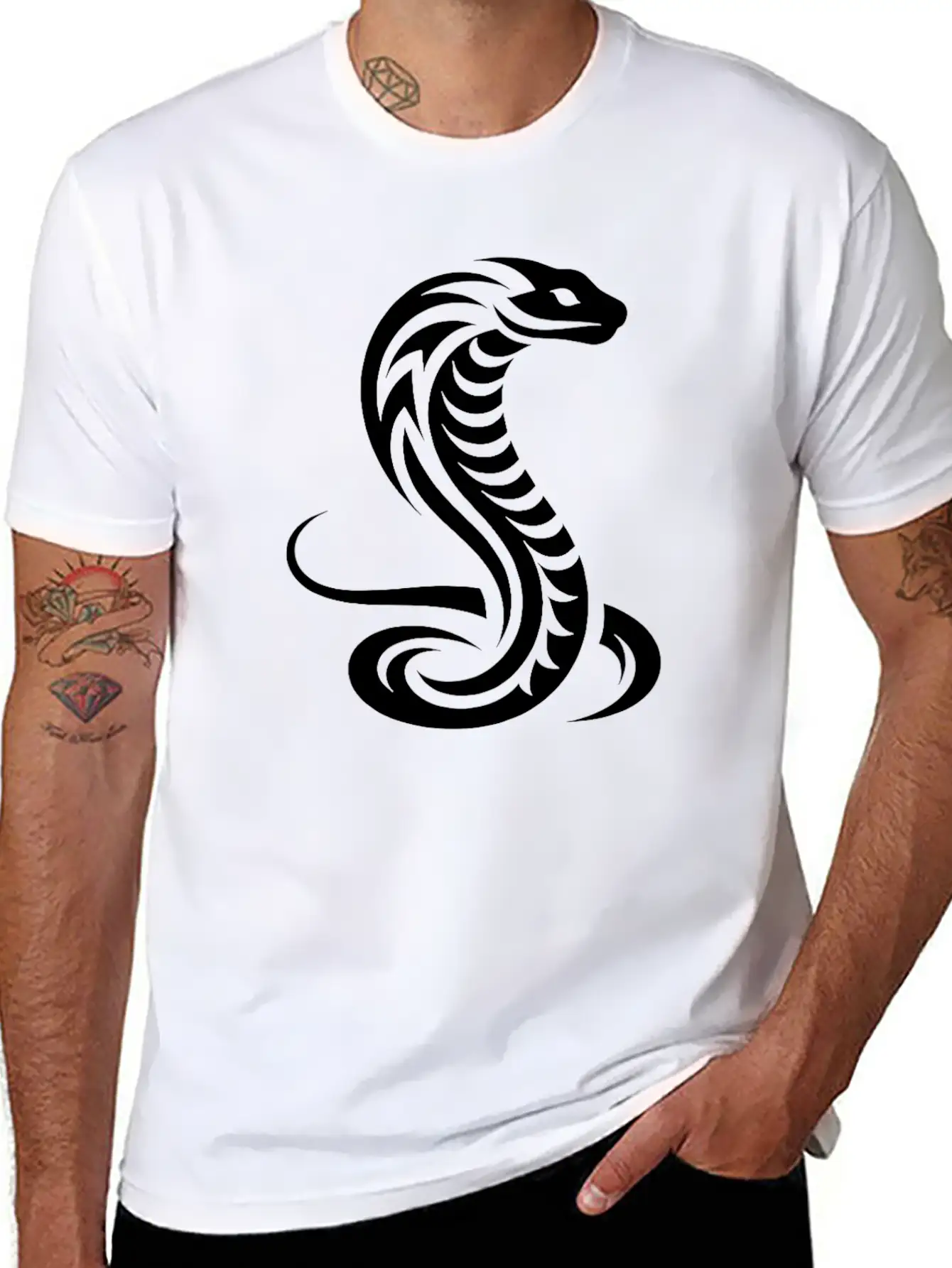 Cobra Schlange Eleganter Tribal Tattoo Style Classic Cotton Tee – Unisex Comfort For Any Season