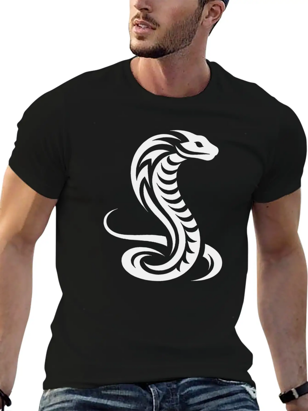 Cobra Schlange Eleganter Tribal Tattoo Style Classic Cotton Tee – Unisex Comfort For Any Season