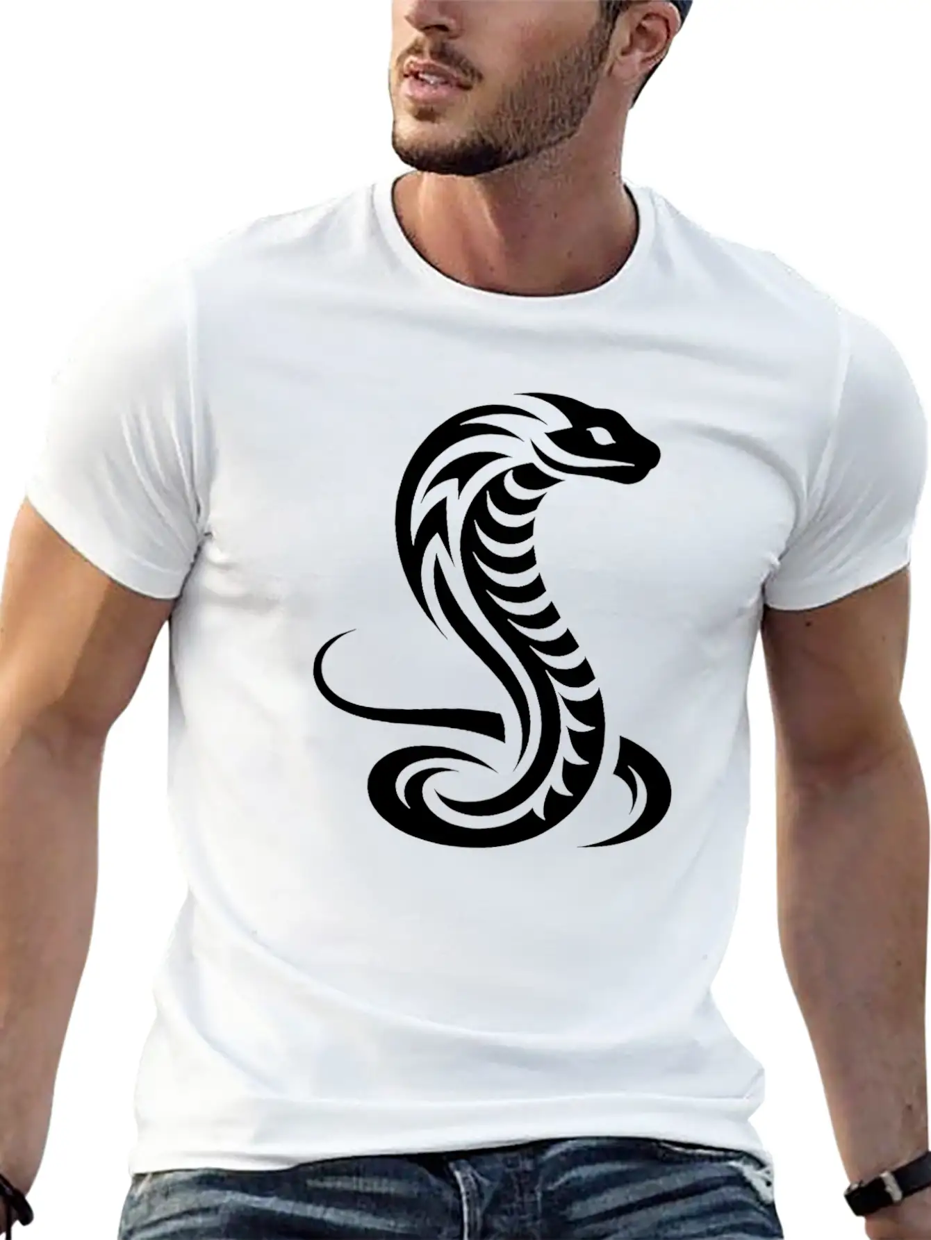 Cobra Schlange Eleganter Tribal Tattoo Style Classic Cotton Tee – Unisex Comfort For Any Season