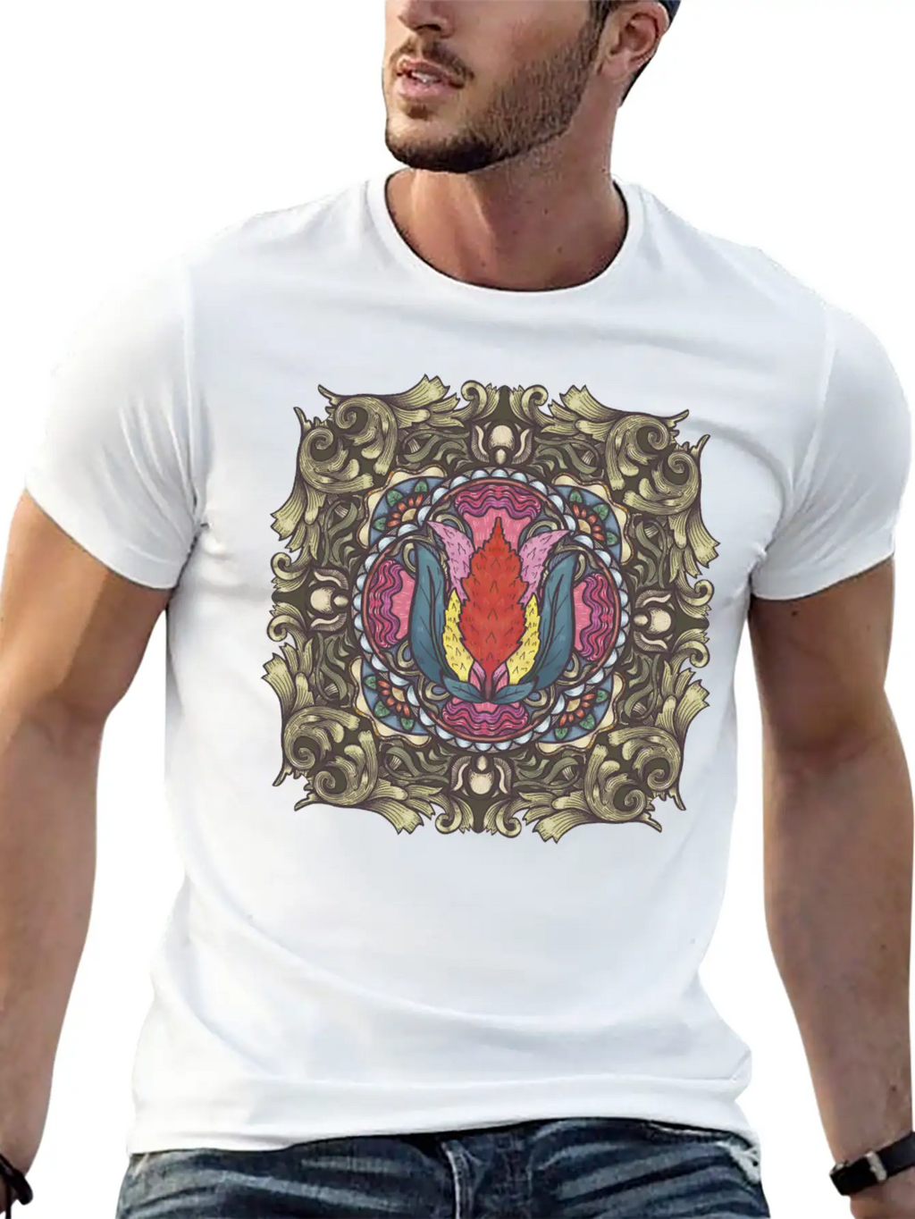 Cockscomb Mandala Relaxed Everyday Tee – Lightweight And Durable Cotton