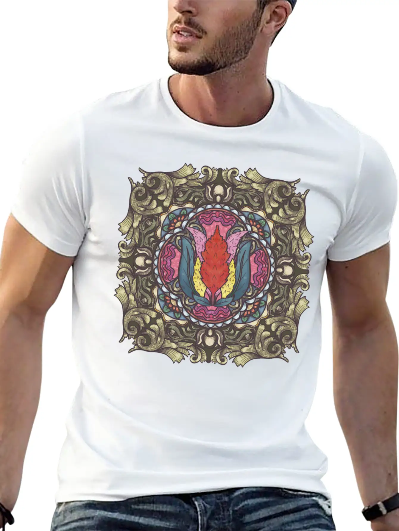Cockscomb Mandala Relaxed Everyday Tee – Lightweight And Durable Cotton
