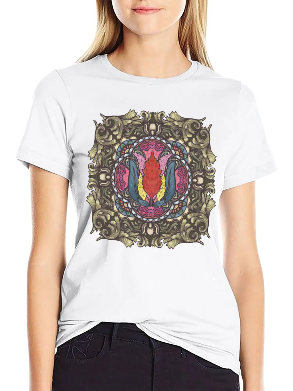 Cockscomb Mandala Relaxed Everyday Tee – Lightweight And Durable Cotton