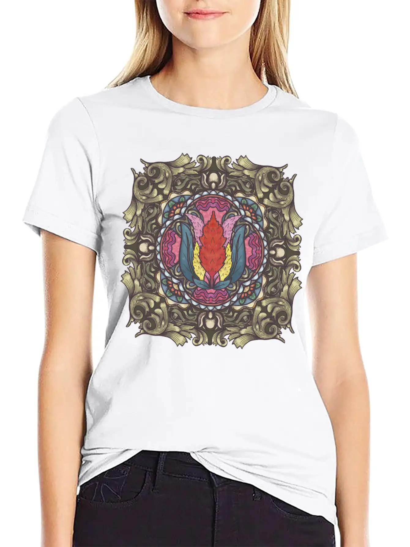 Cockscomb Mandala Relaxed Everyday Tee – Lightweight And Durable Cotton