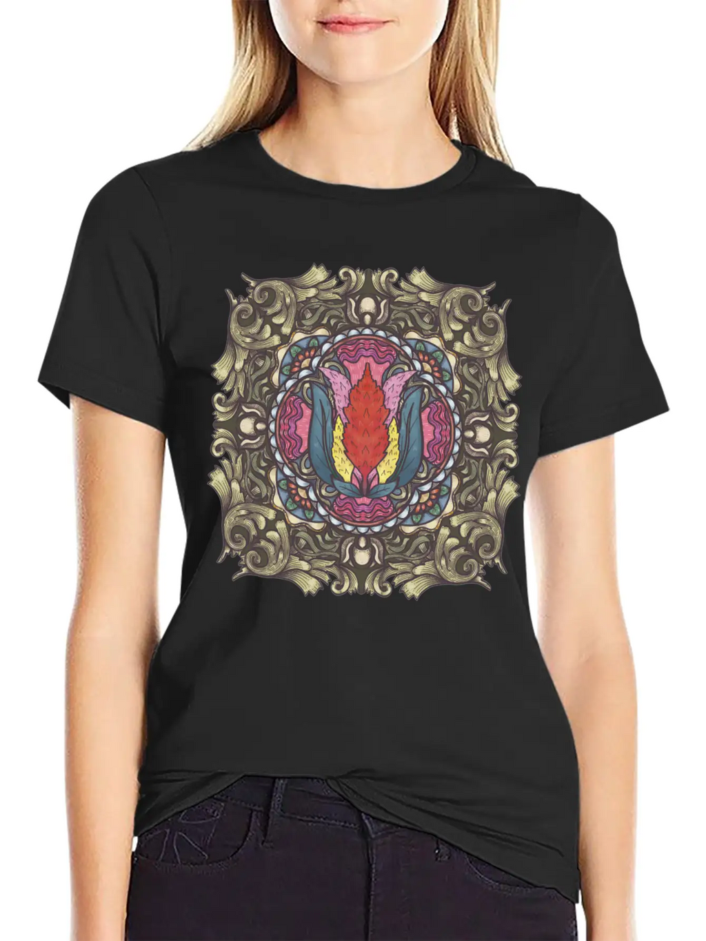 Cockscomb Mandala Relaxed Everyday Tee – Lightweight And Durable Cotton