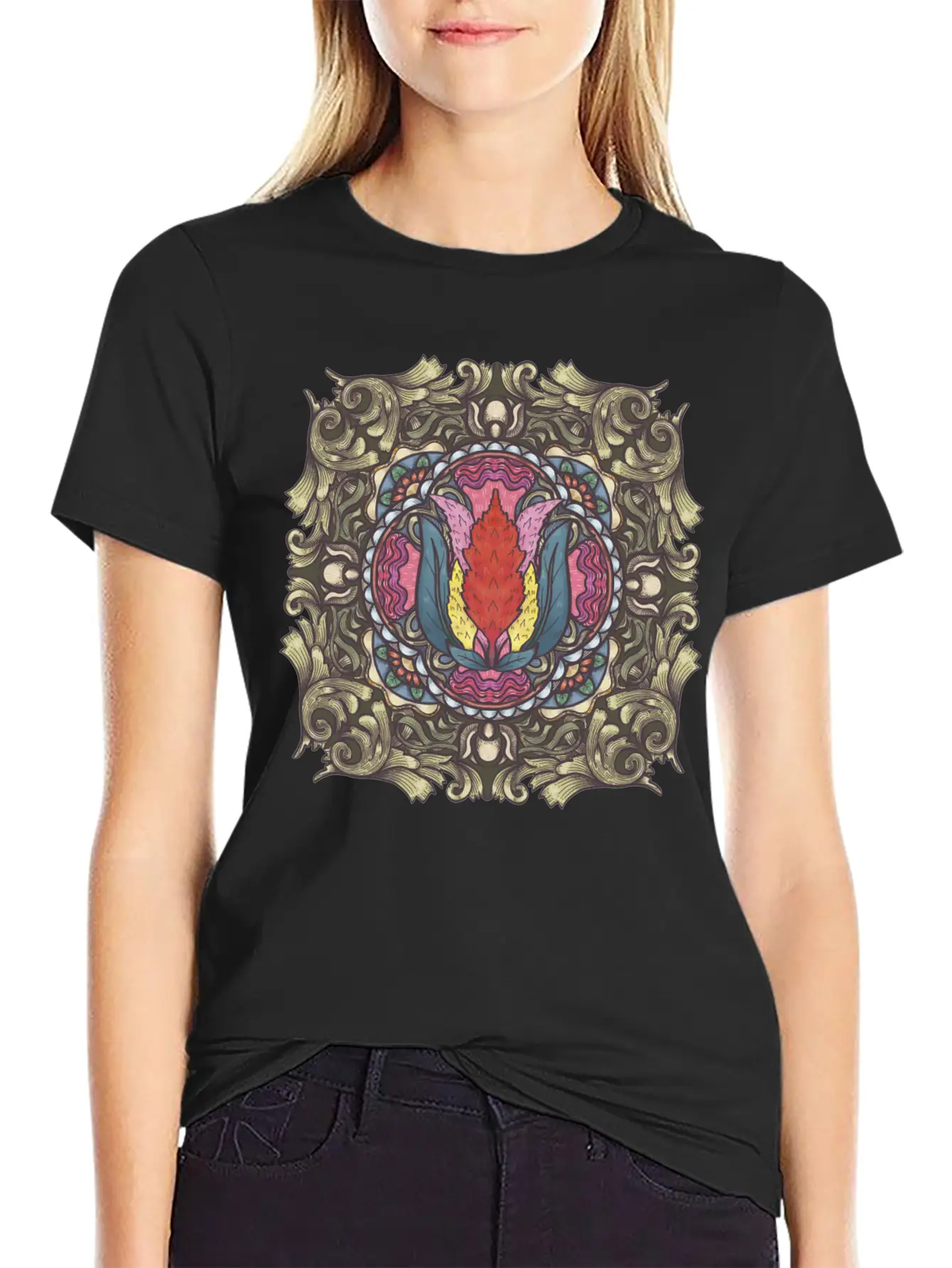 Cockscomb Mandala Relaxed Everyday Tee – Lightweight And Durable Cotton