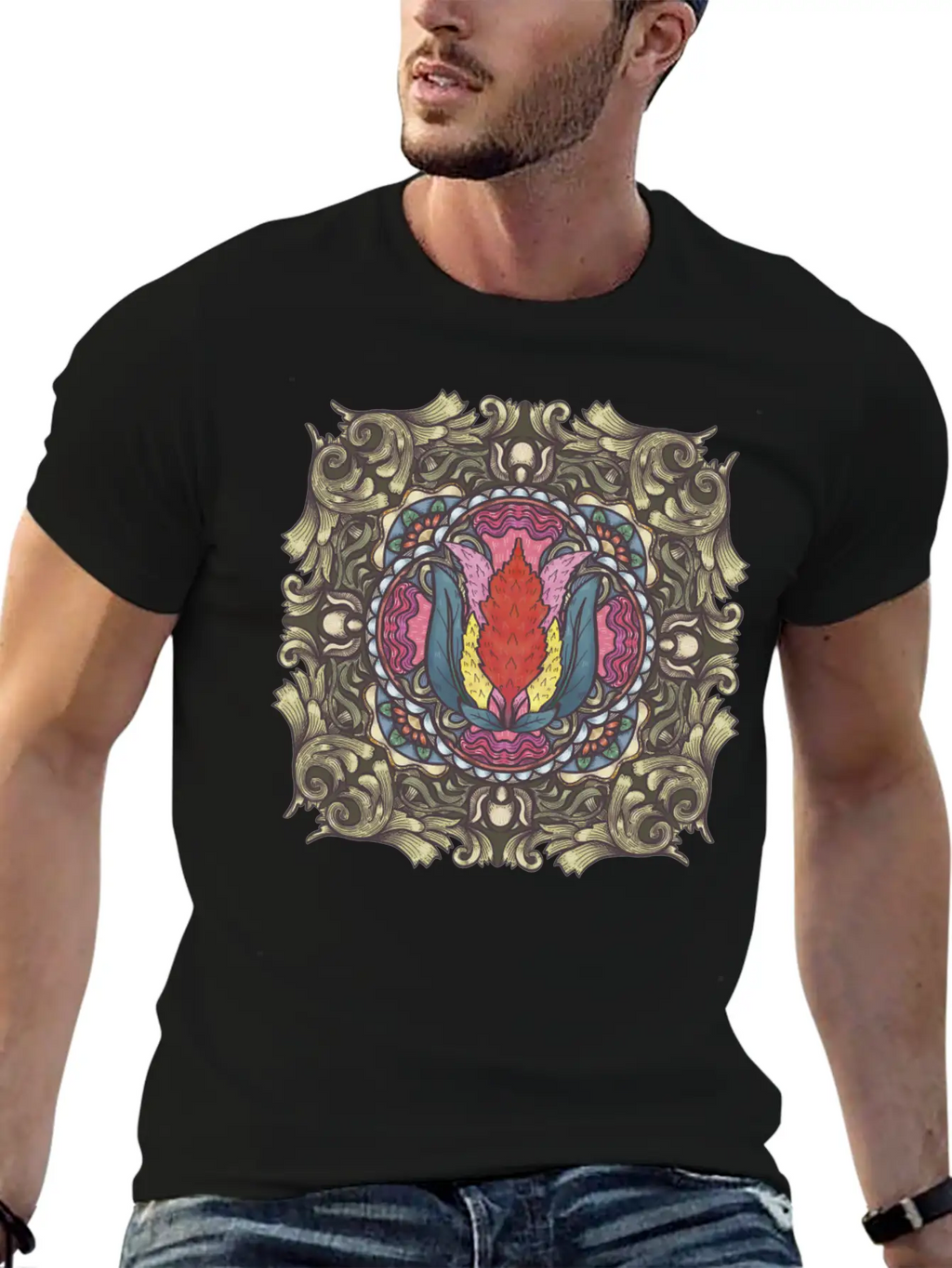Cockscomb Mandala Relaxed Everyday Tee – Lightweight And Durable Cotton