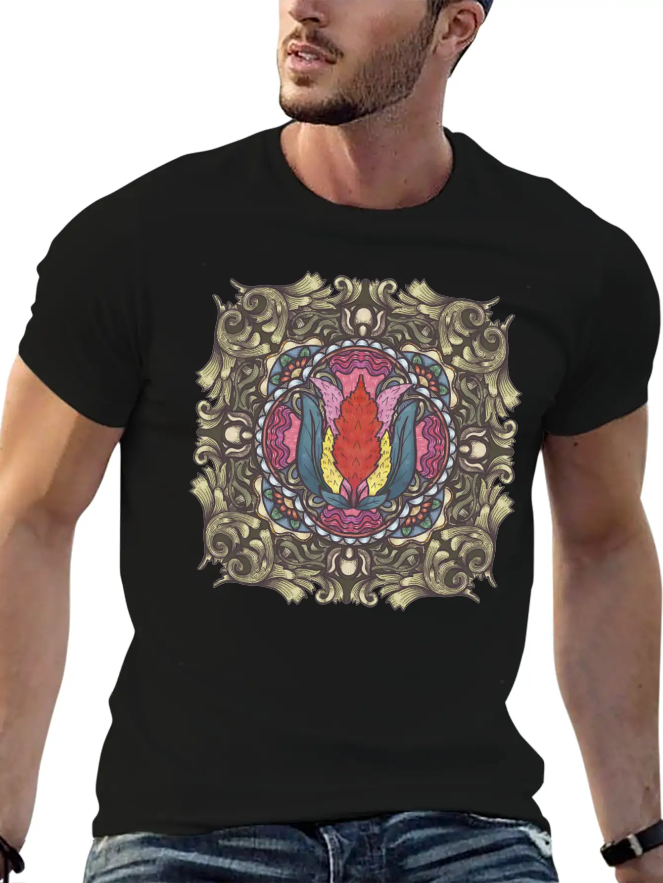 Cockscomb Mandala Relaxed Everyday Tee – Lightweight And Durable Cotton