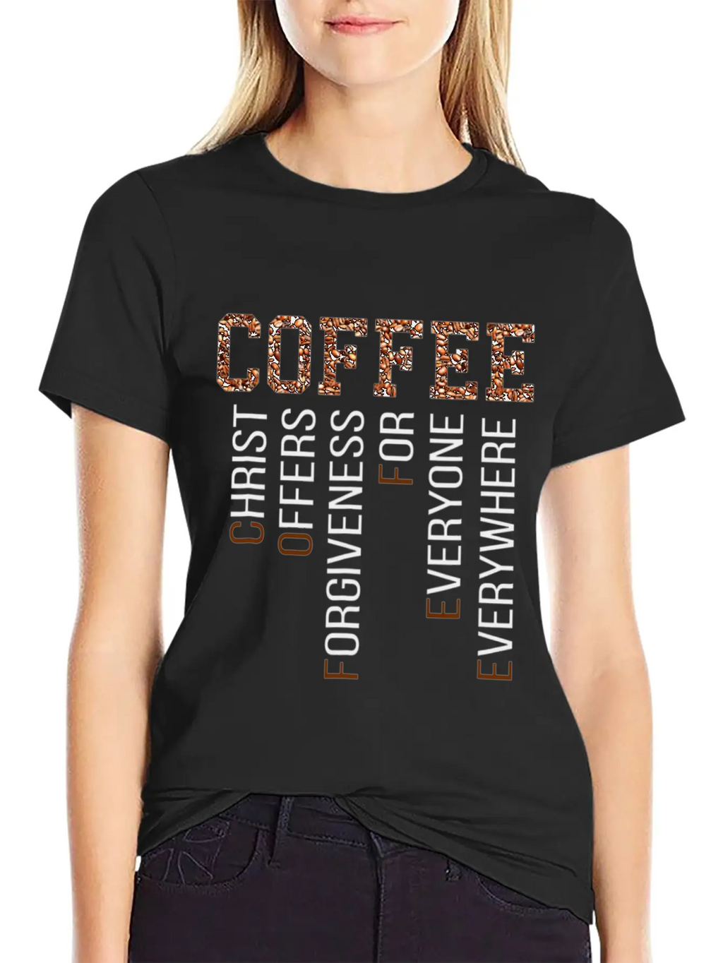 Coffee Christ Offers Forgiveness Everywhere Essential Cotton Tee For Daily Outfits – Unisex Style