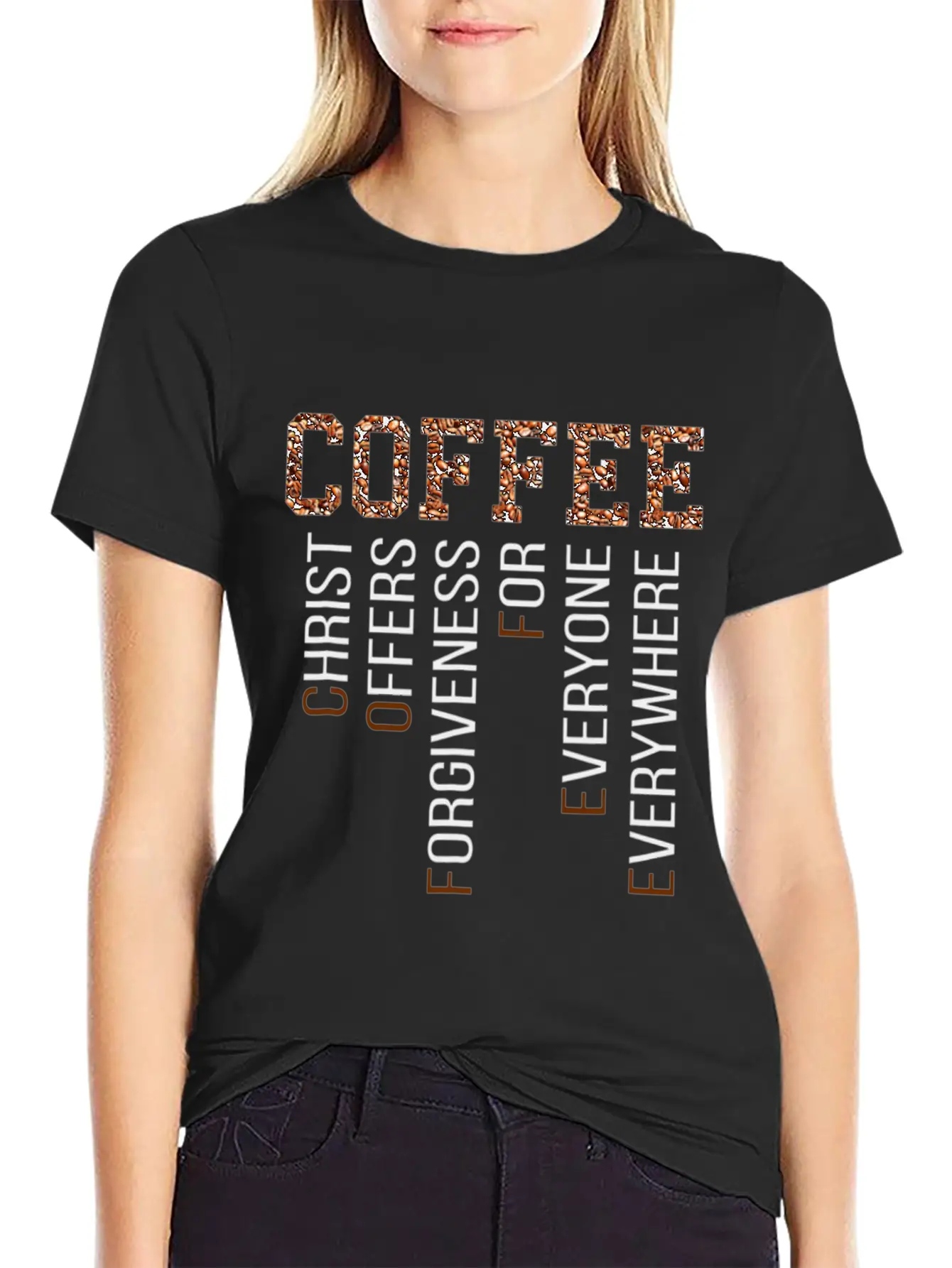 Coffee Christ Offers Forgiveness Everywhere Essential Cotton Tee For Daily Outfits – Unisex Style