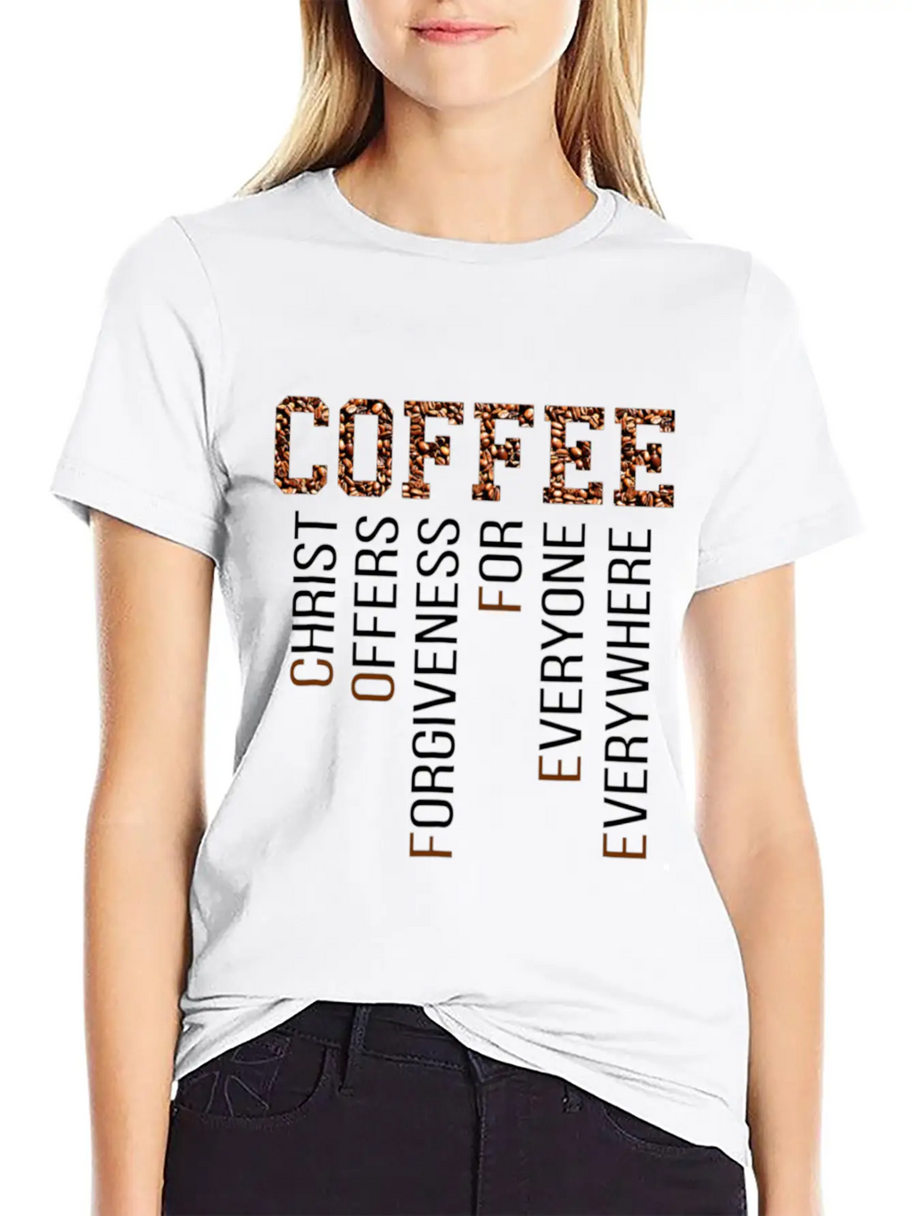 Coffee Christ Offers Forgiveness Everywhere Essential Cotton Tee For Daily Outfits – Unisex Style