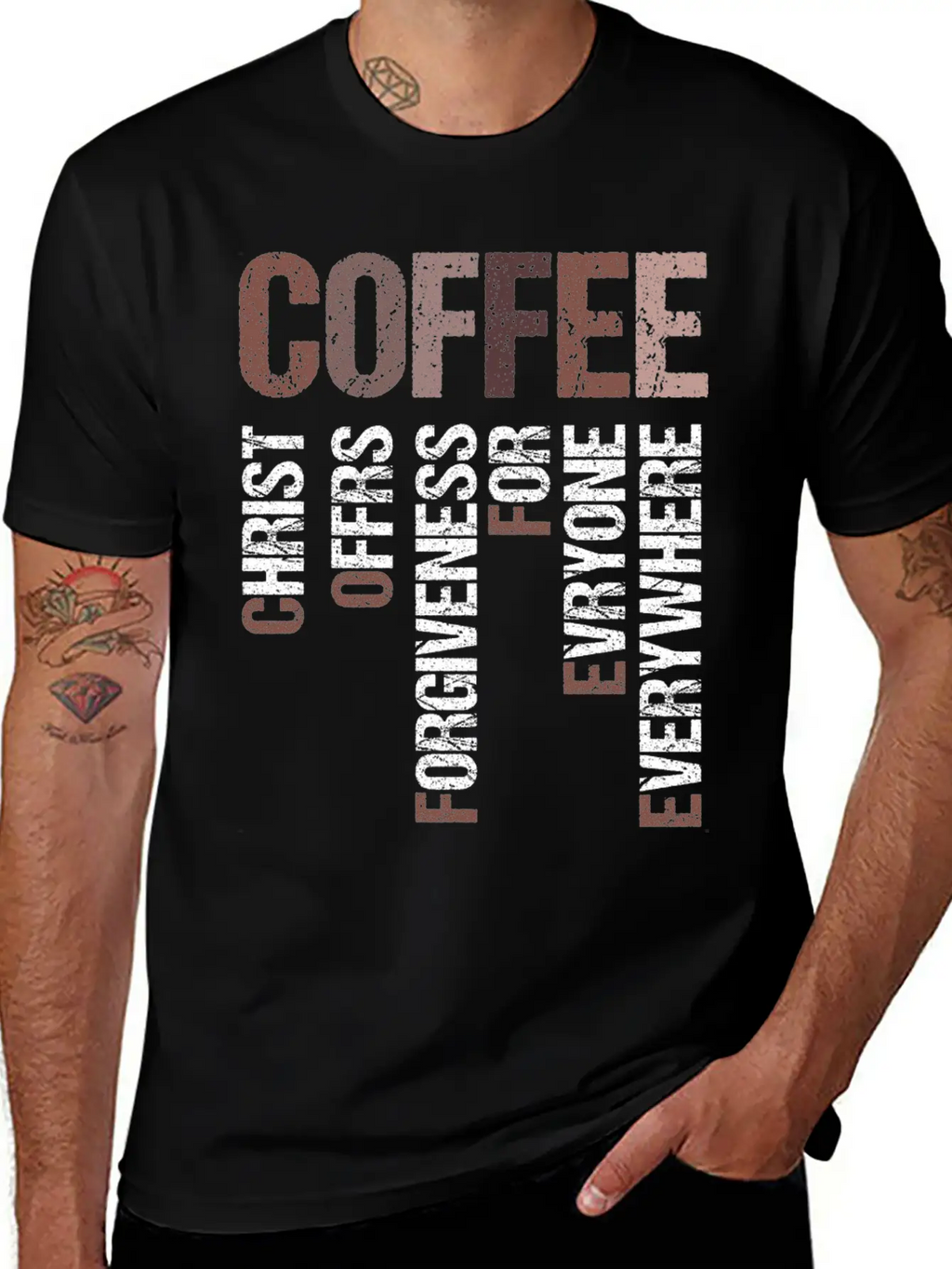Coffee Christ Offers Forgiveness For Everyone Stylish Everyday T-Shirt – Unisex Basic Cotton Tee
