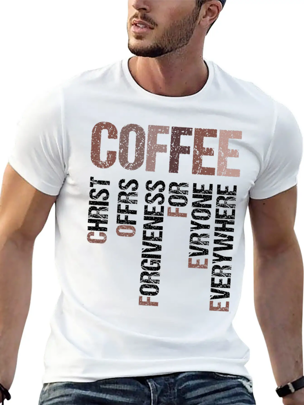Coffee Christ Offers Forgiveness For Everyone Stylish Everyday T-Shirt – Unisex Basic Cotton Tee