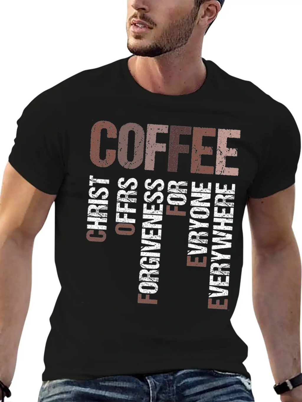Coffee Christ Offers Forgiveness For Everyone Stylish Everyday T-Shirt – Unisex Basic Cotton Tee