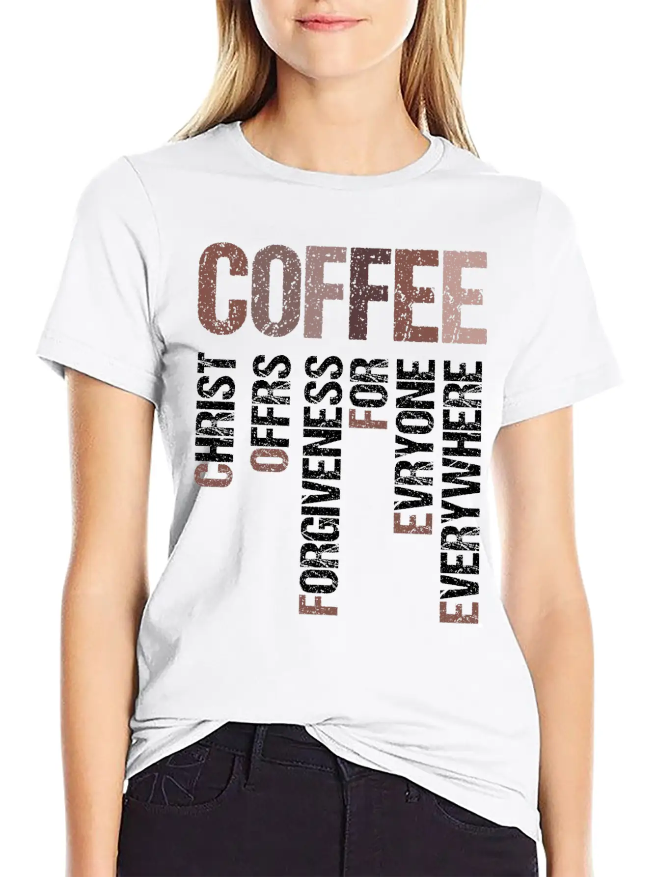Coffee Christ Offers Forgiveness For Everyone Stylish Everyday T-Shirt – Unisex Basic Cotton Tee