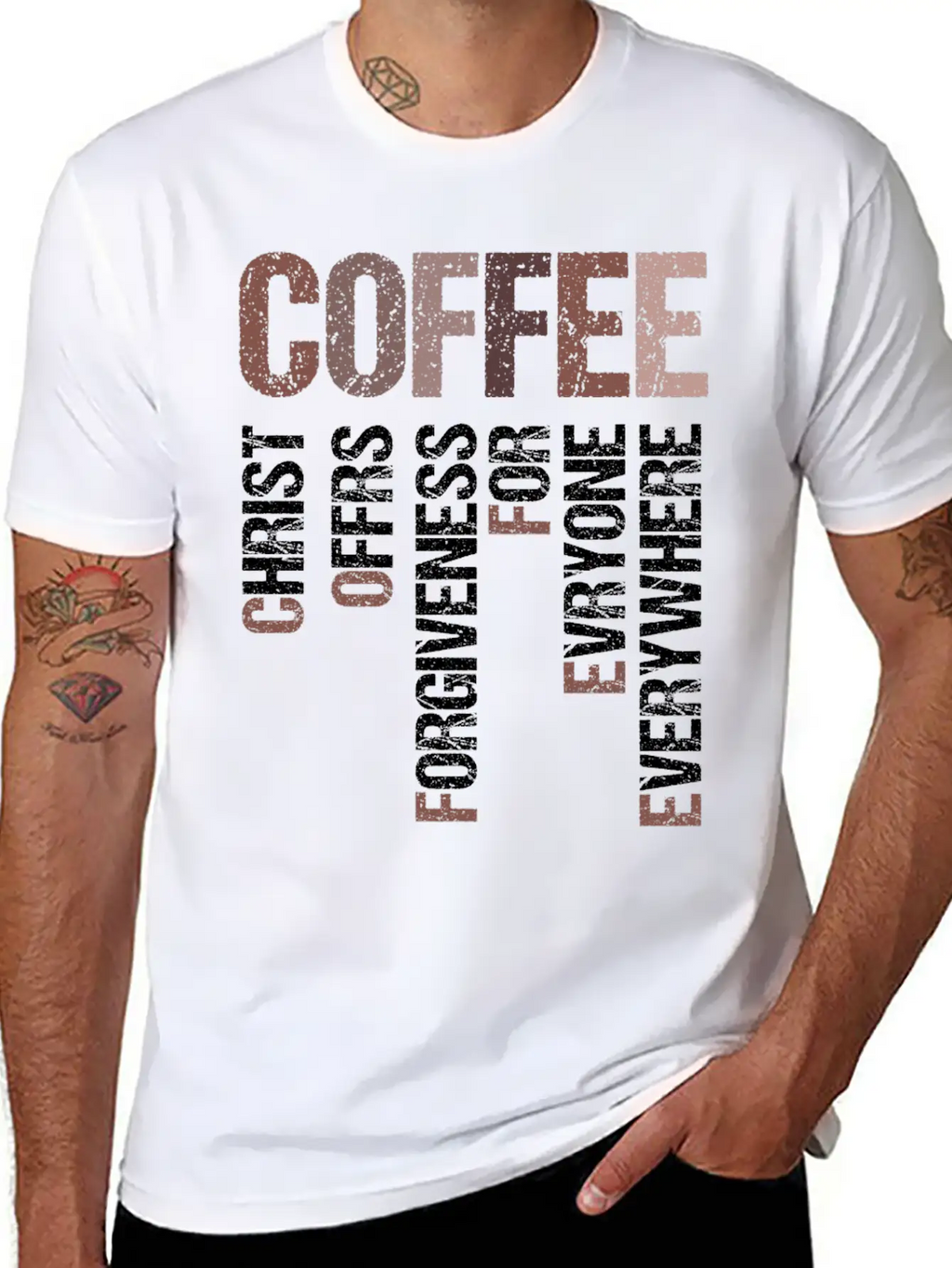 Coffee Christ Offers Forgiveness For Everyone Stylish Everyday T-Shirt – Unisex Basic Cotton Tee
