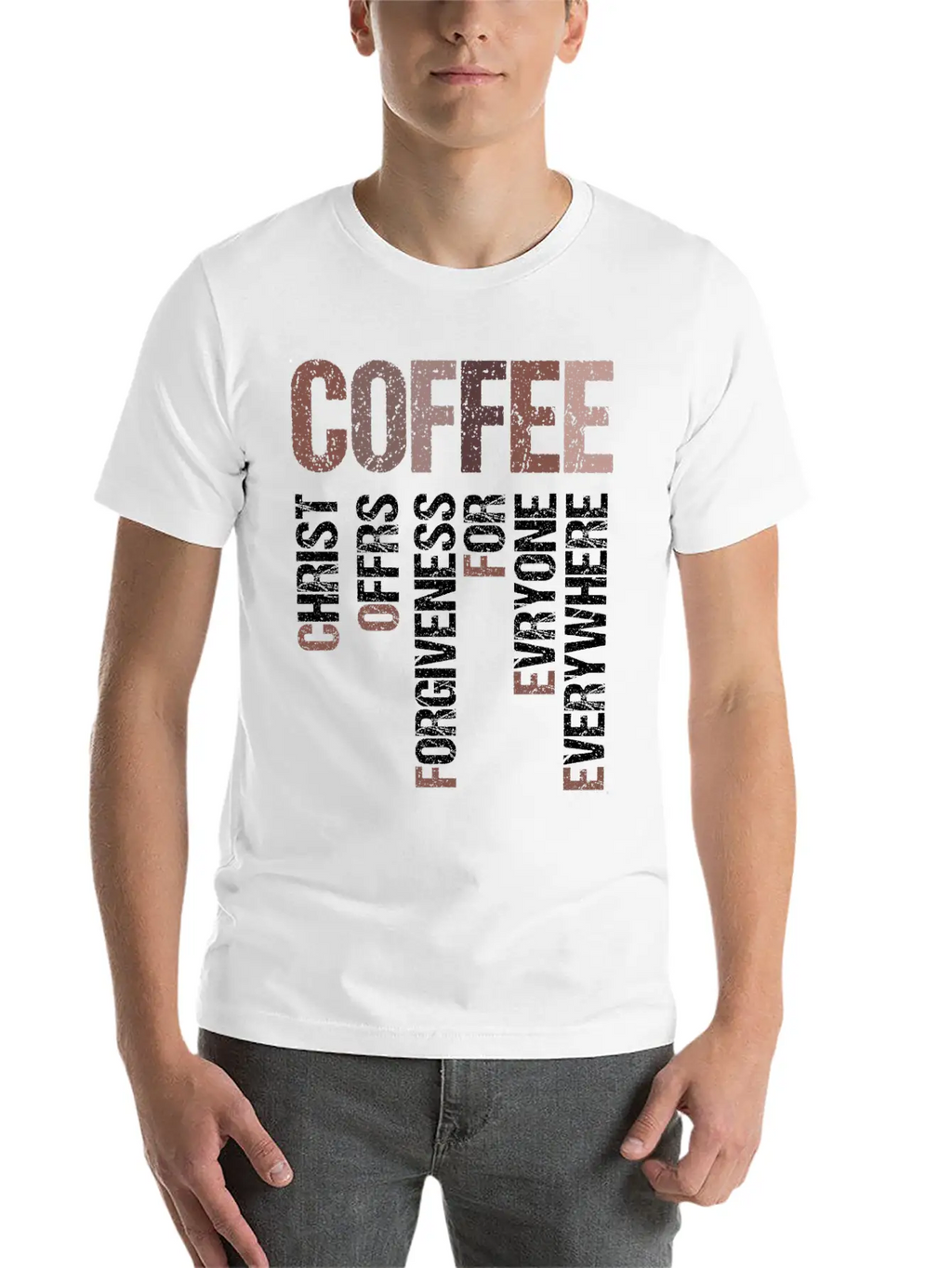 Coffee Christ Offers Forgiveness For Everyone Stylish Everyday T-Shirt – Unisex Basic Cotton Tee