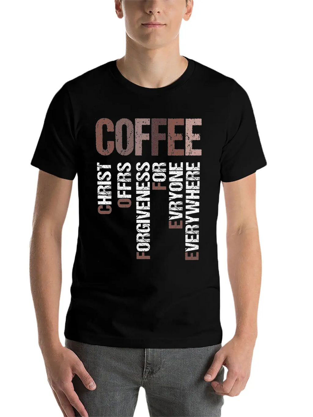 Coffee Christ Offers Forgiveness For Everyone Stylish Everyday T-Shirt – Unisex Basic Cotton Tee
