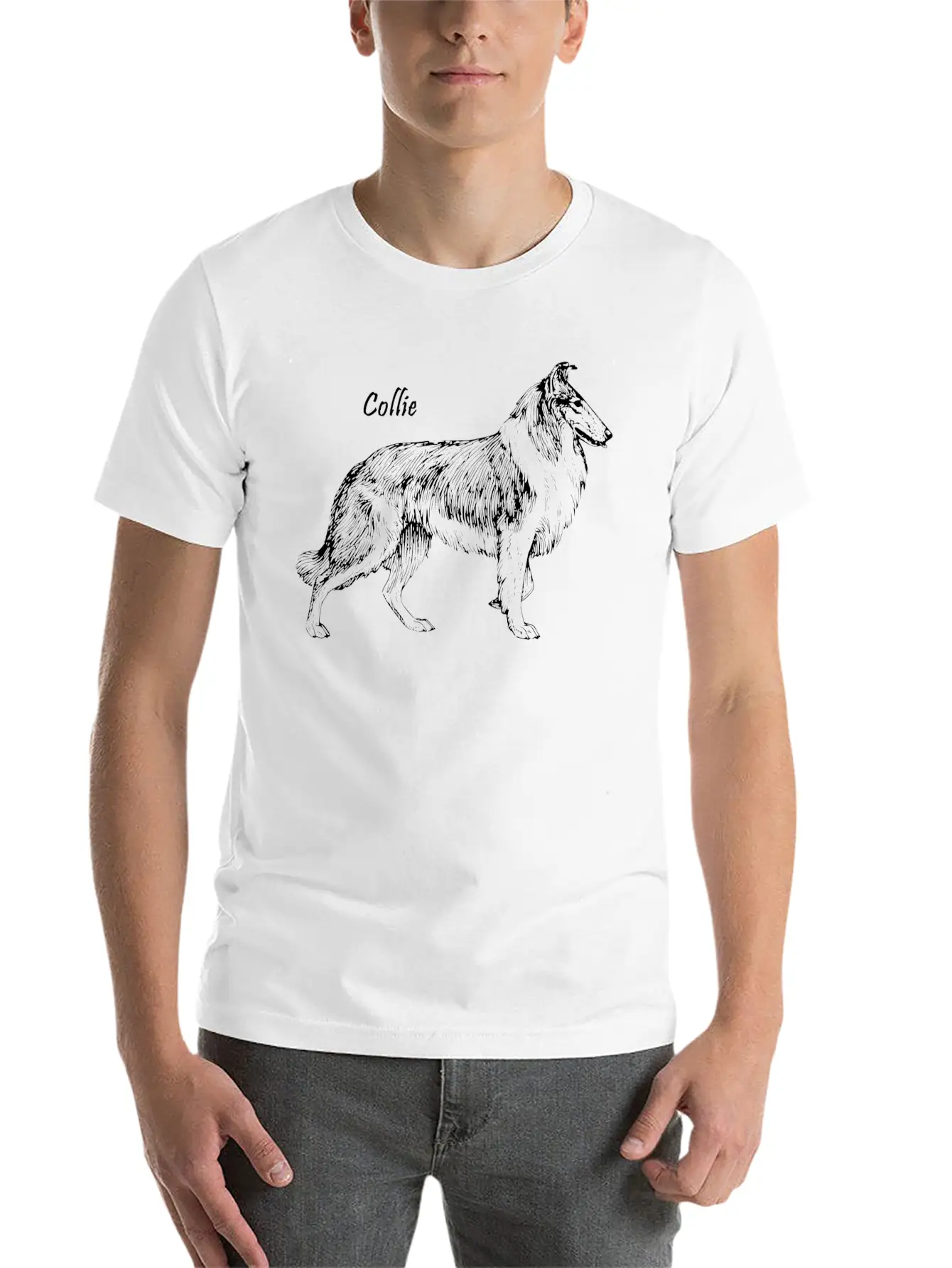 Collie Sketch (white) Classic Cotton Tee – Unisex Comfort For Any Season