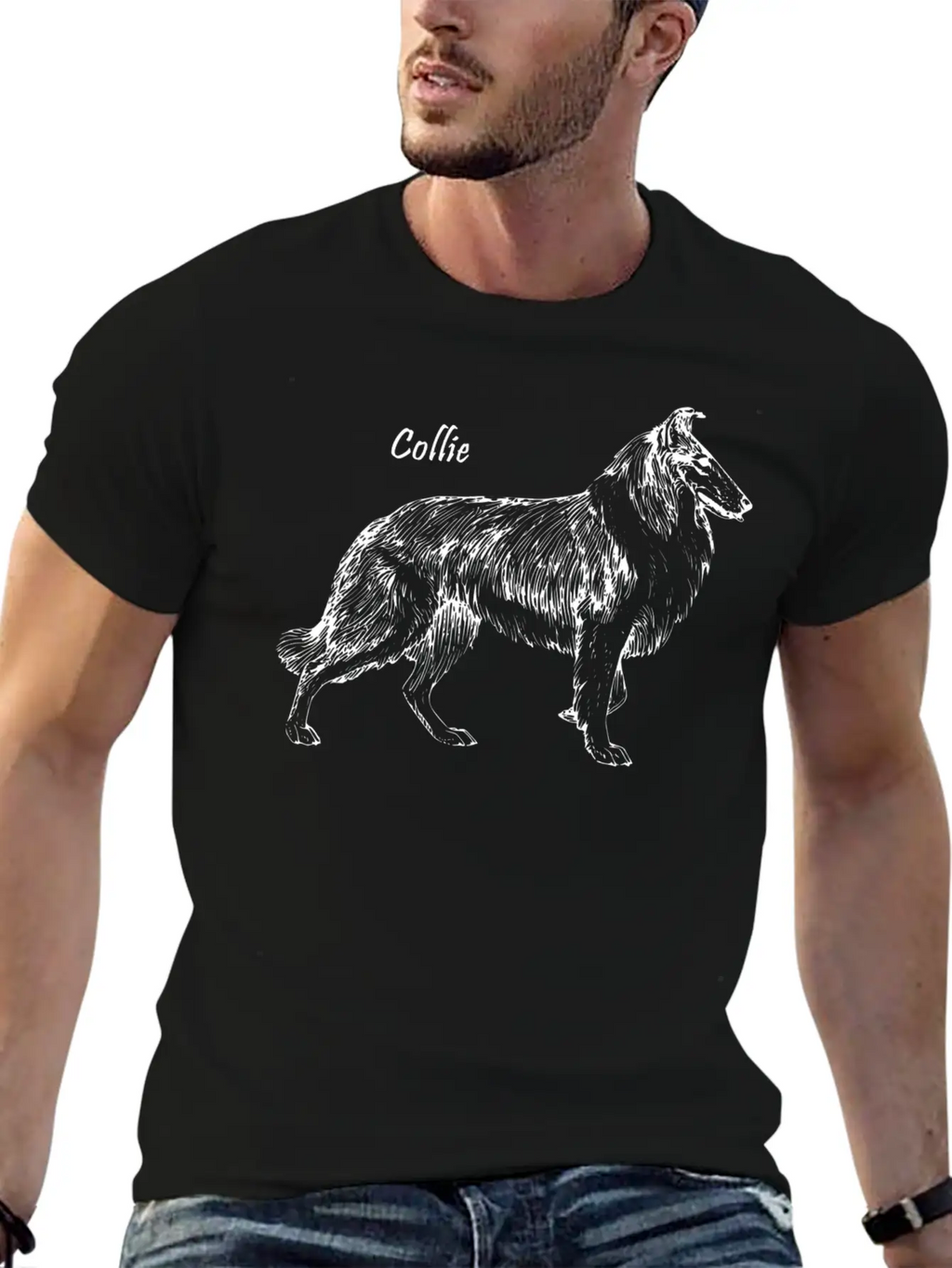 Collie Sketch (white) Classic Cotton Tee – Unisex Comfort For Any Season