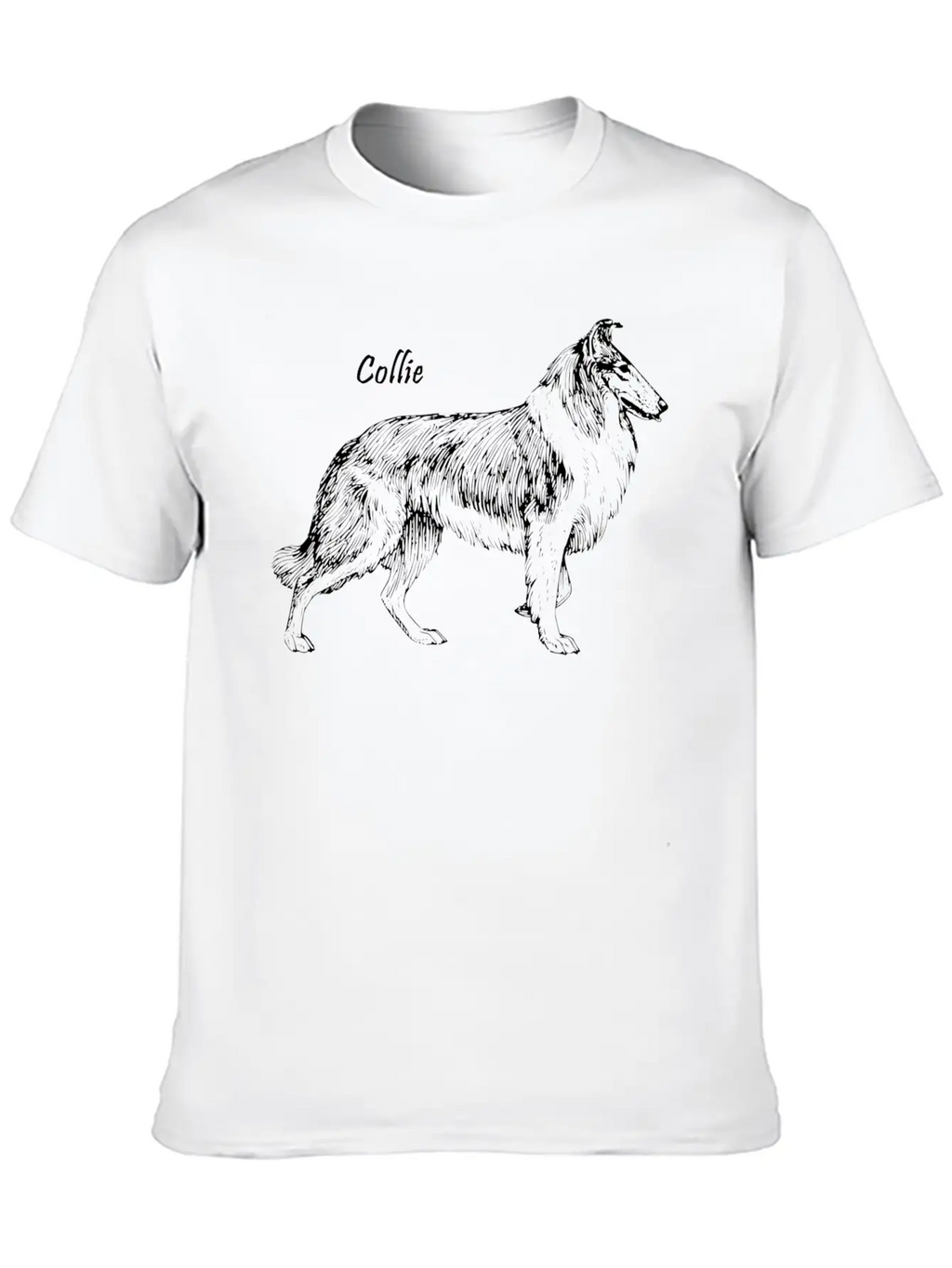 Collie Sketch (white) Classic Cotton Tee – Unisex Comfort For Any Season