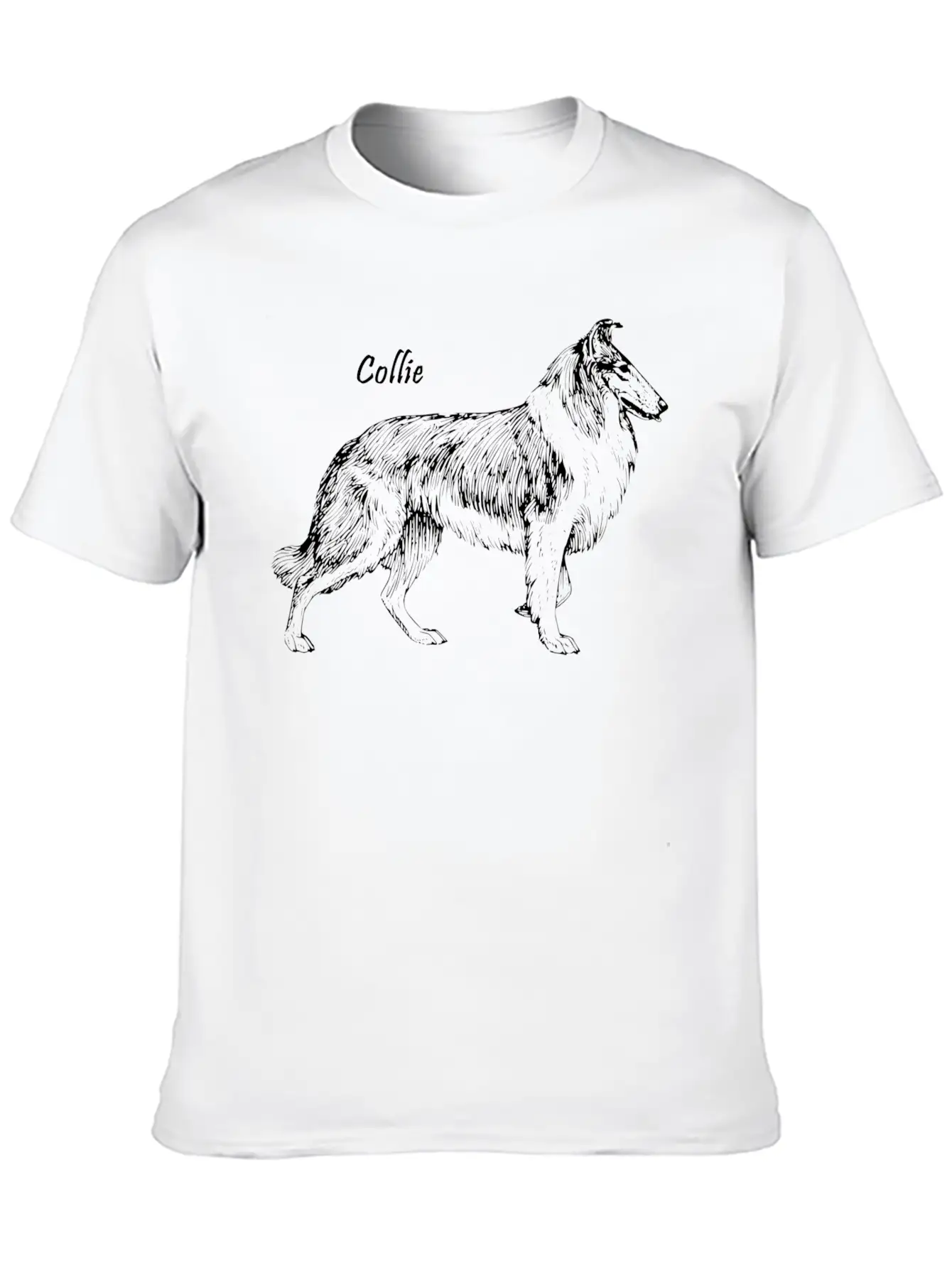 Collie Sketch (white) Classic Cotton Tee – Unisex Comfort For Any Season